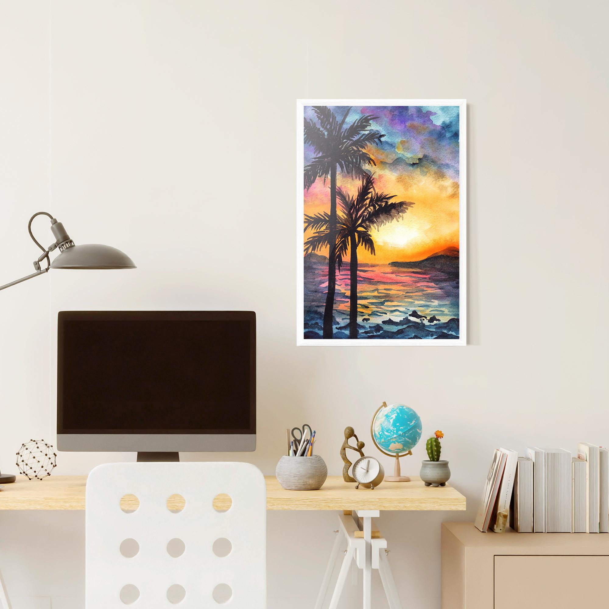 Gerahmte Poster Sunset Tree Beach mockup 6