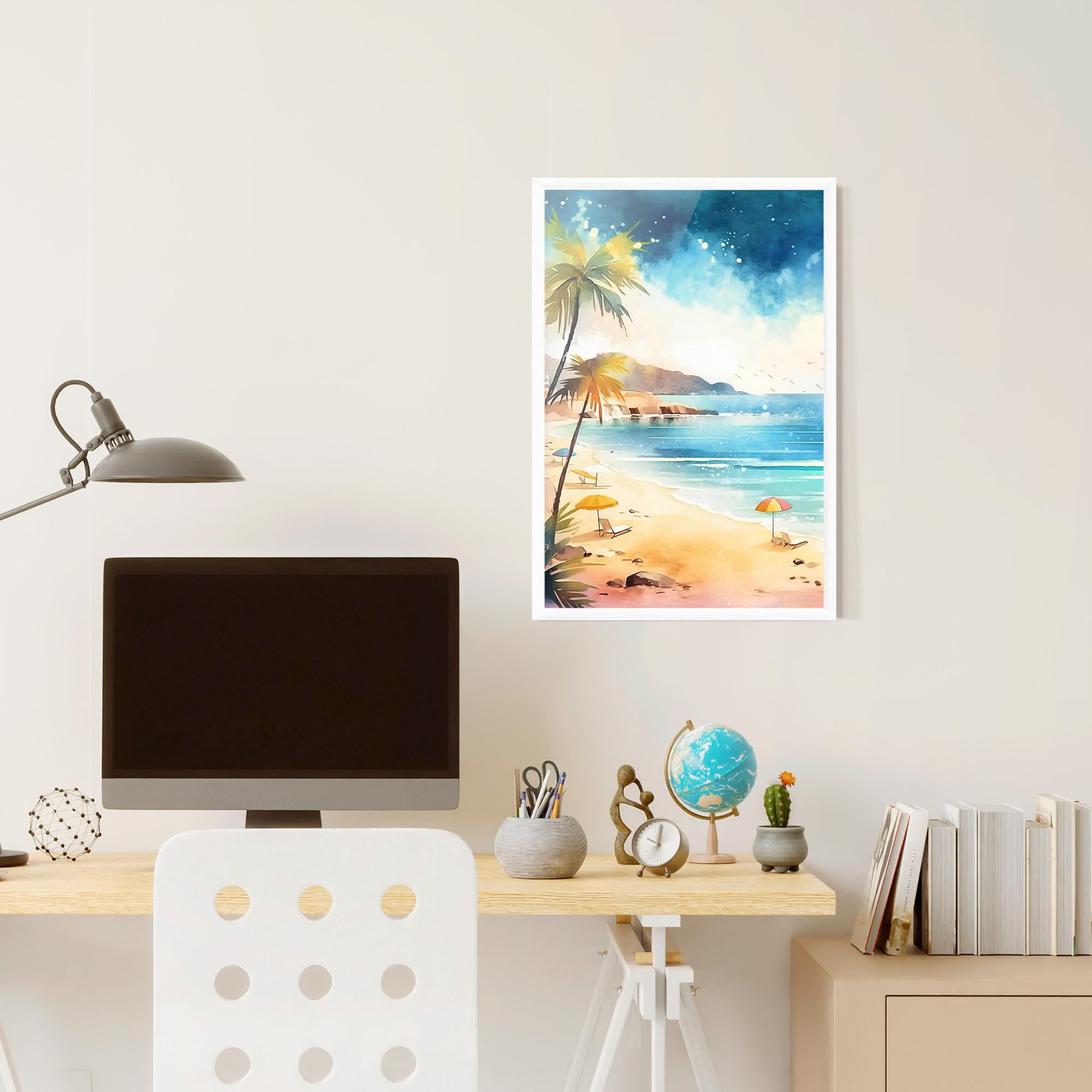 Gerahmte Poster Umbrellas Beach Art mockup 6