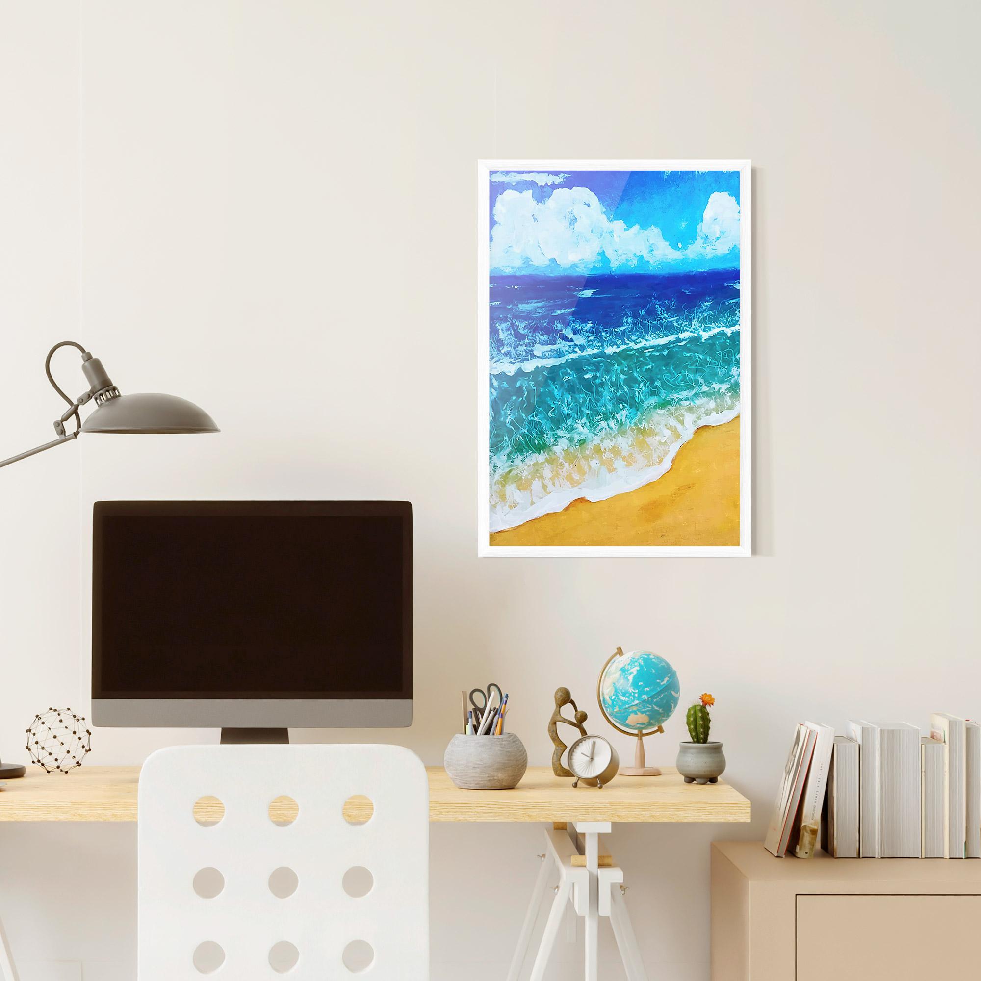 Gerahmte Poster Yellow Beach Painting mockup 6