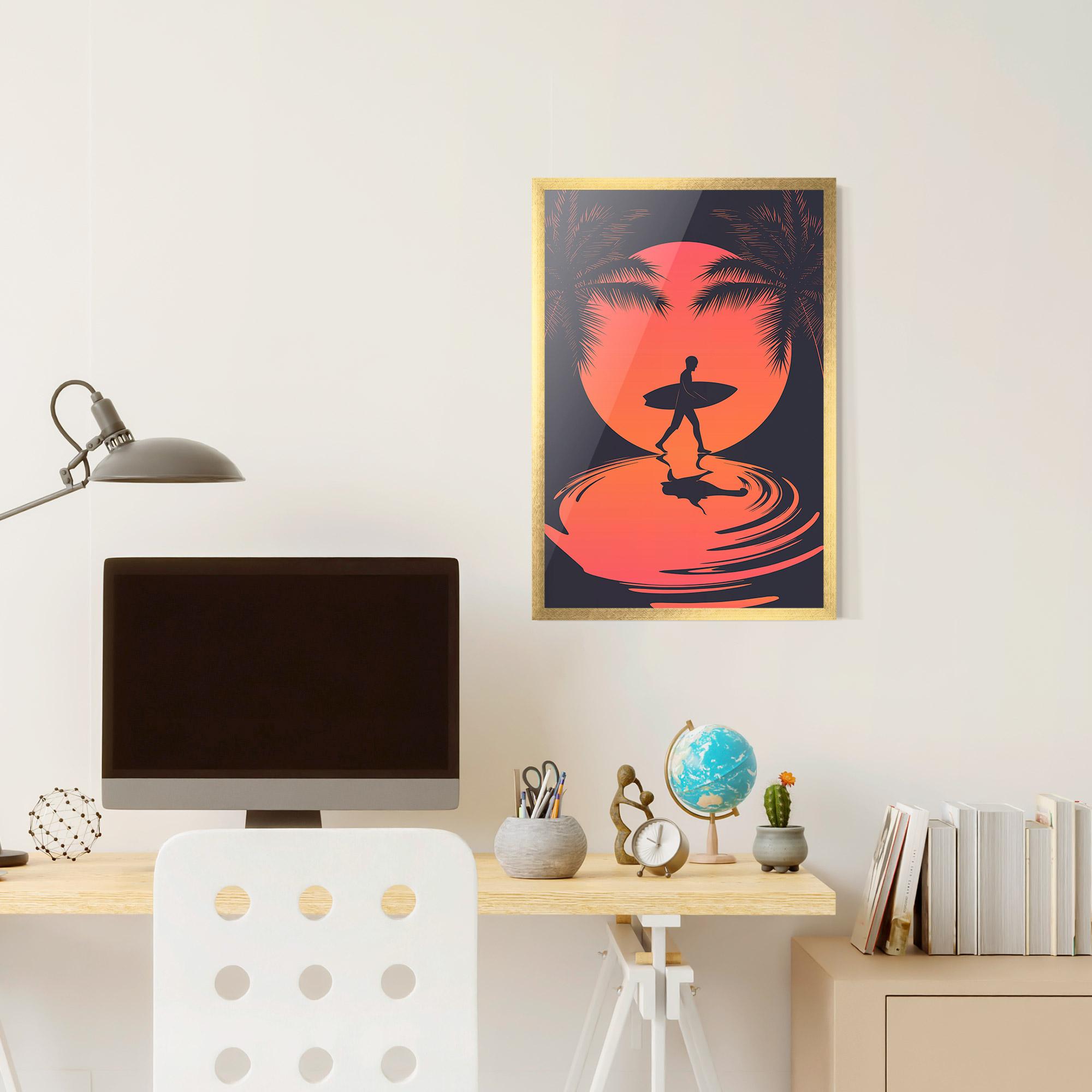Gerahmte Poster Orange Surfer Art mockup 6