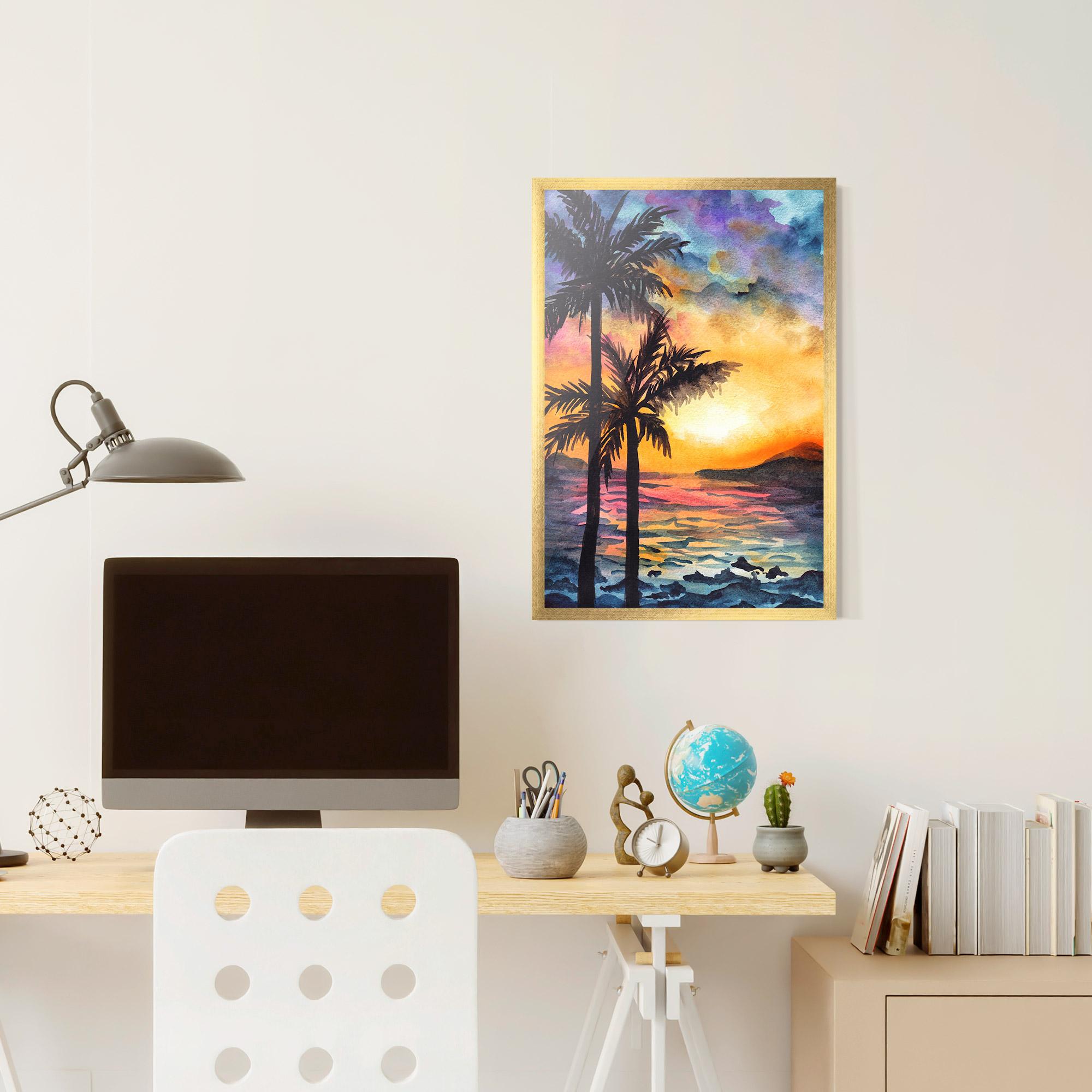 Gerahmte Poster Sunset Tree Beach mockup 6