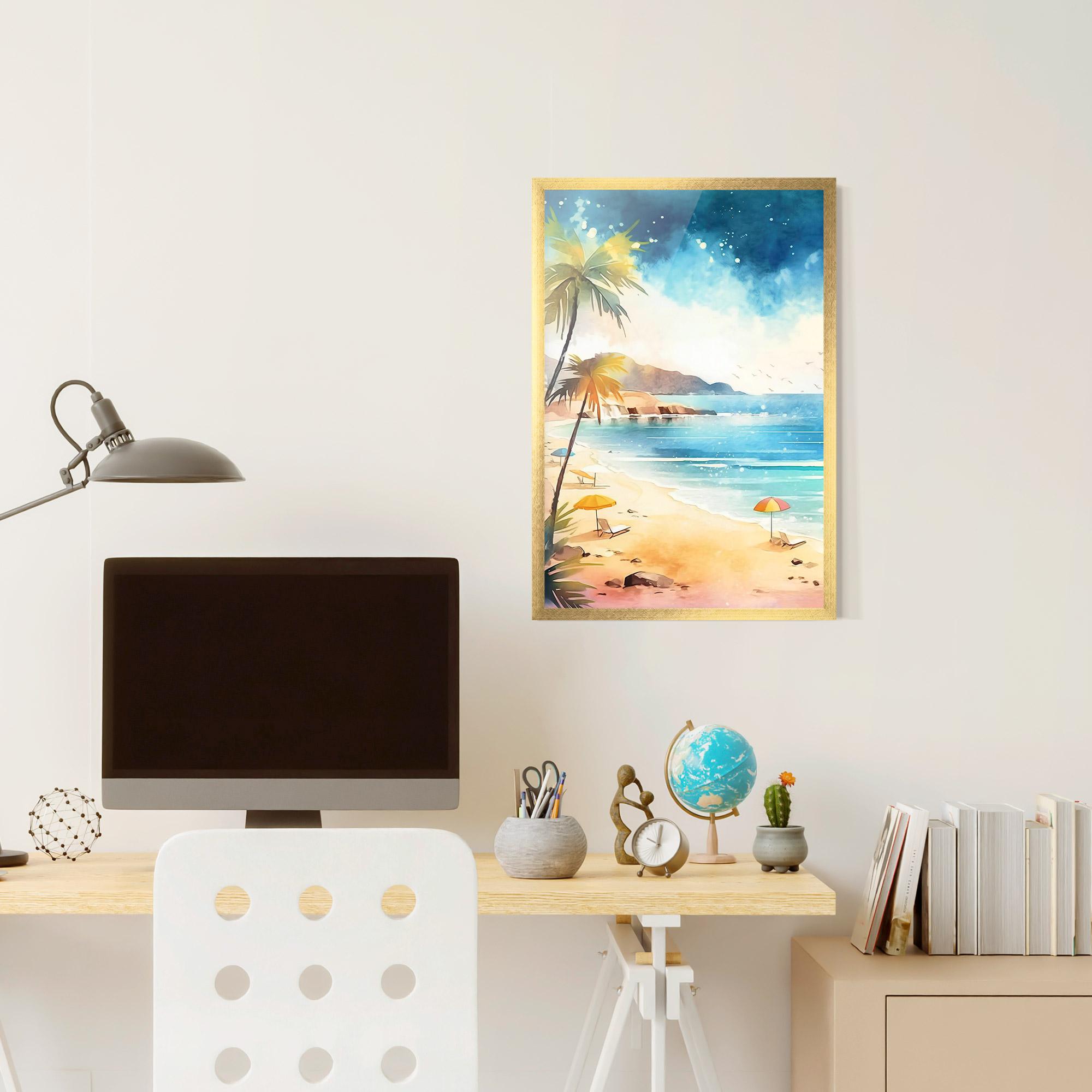 Gerahmte Poster Umbrellas Beach Art mockup 6