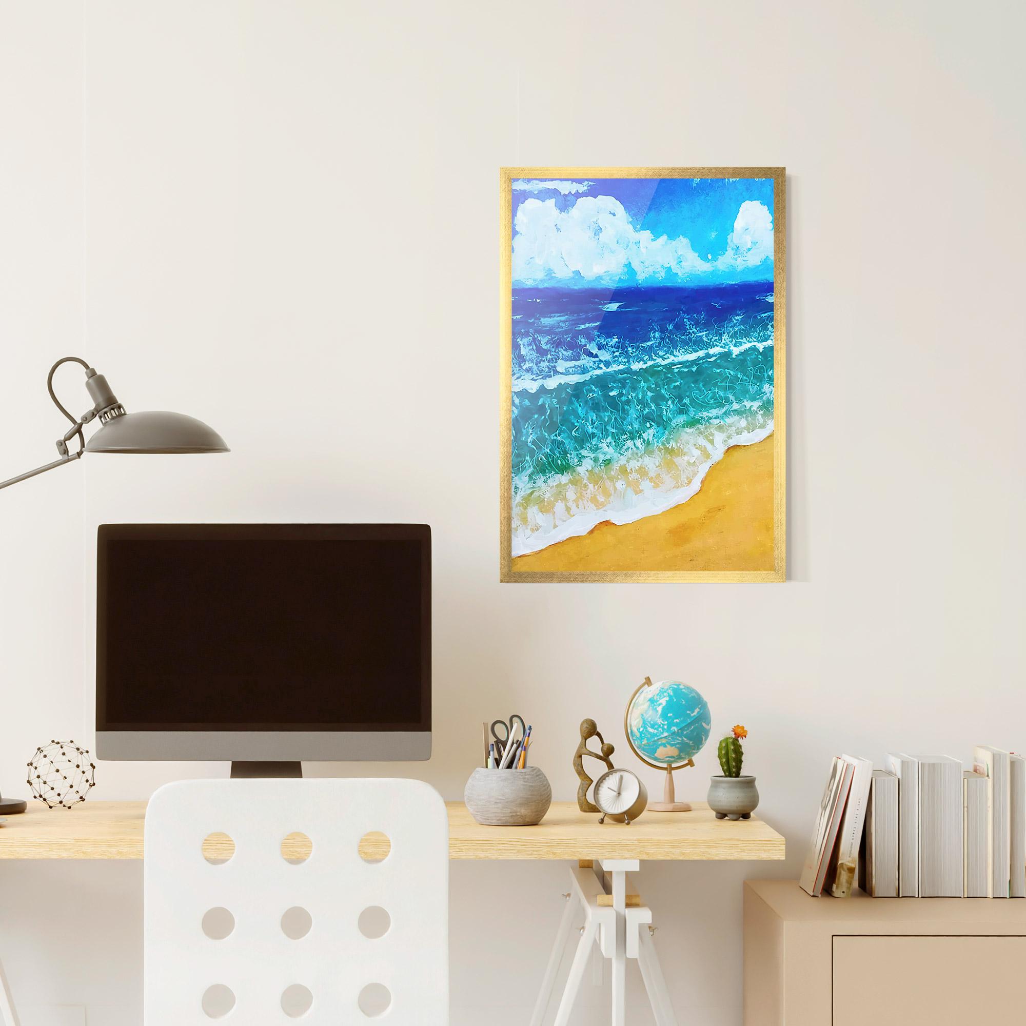 Gerahmte Poster Yellow Beach Painting mockup 6