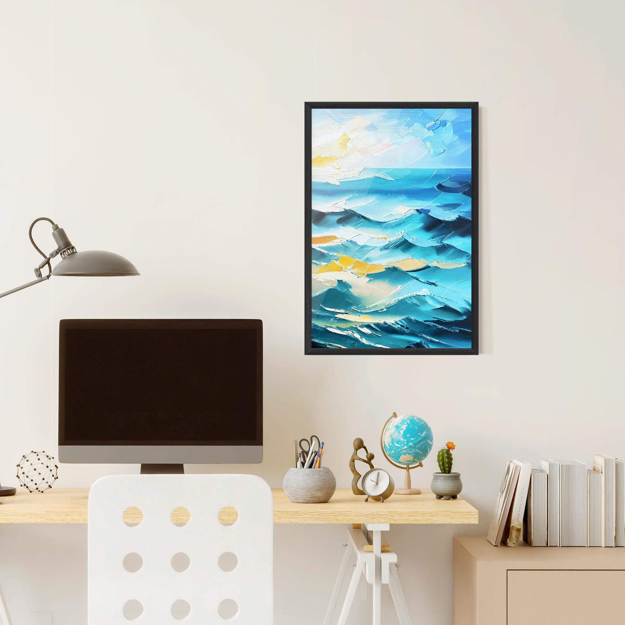 Gerahmte Poster Blue Ocean Painting mockup 6