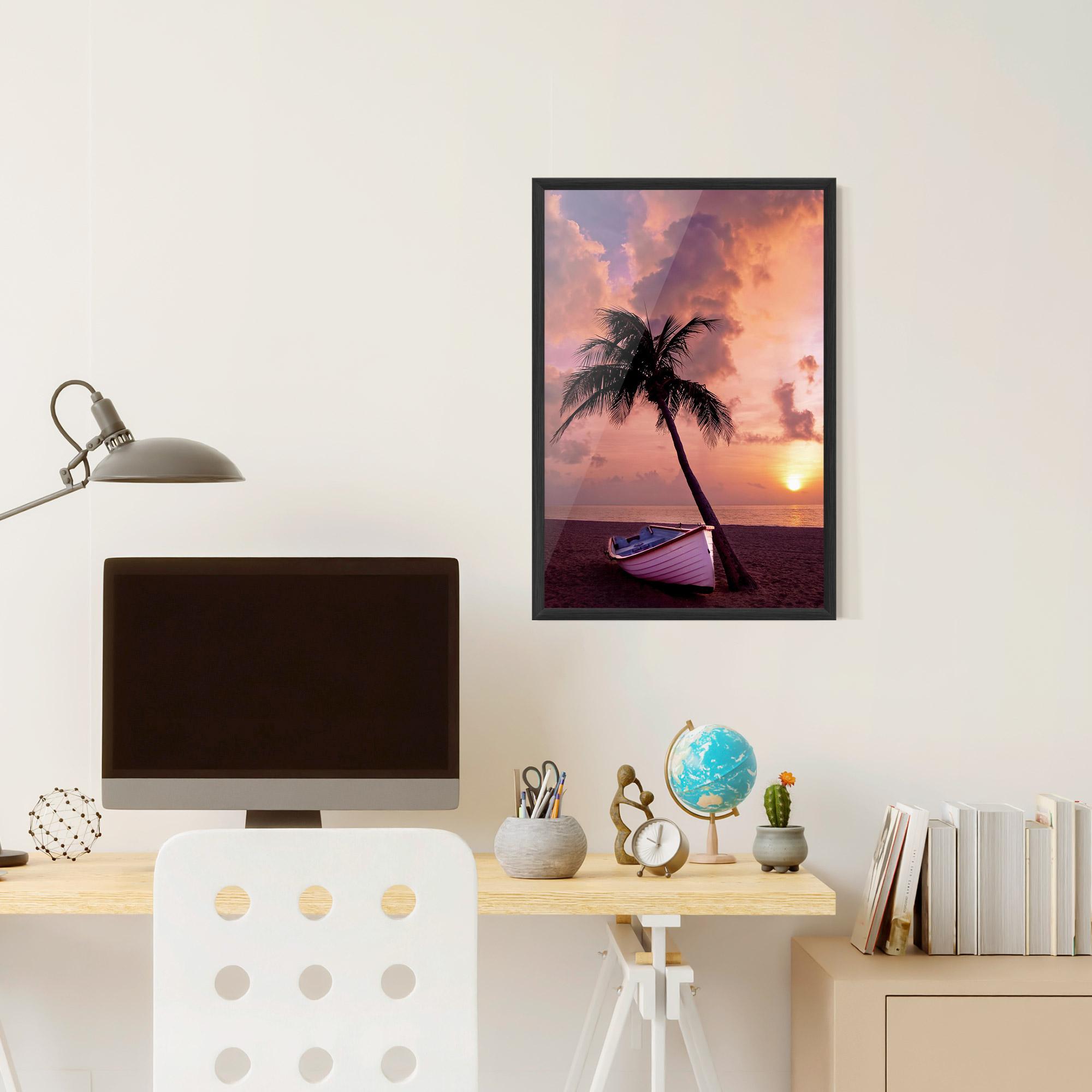 Gerahmte Poster Boat Purple Sunset mockup 6