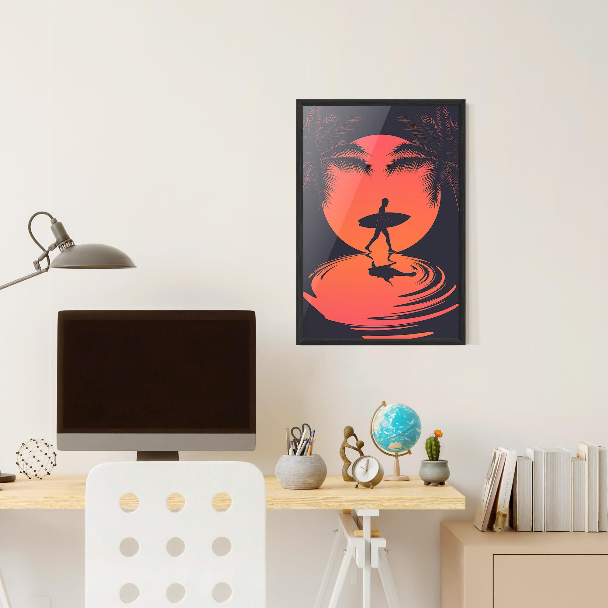 Gerahmte Poster Orange Surfer Art mockup 6