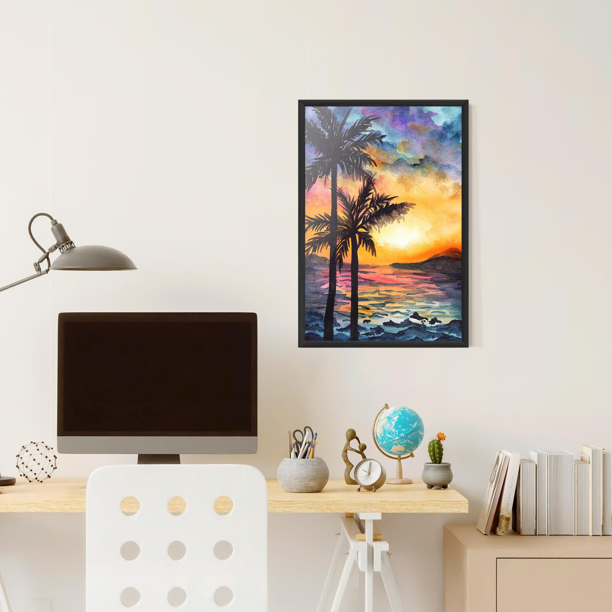 Gerahmte Poster Sunset Tree Beach mockup 6