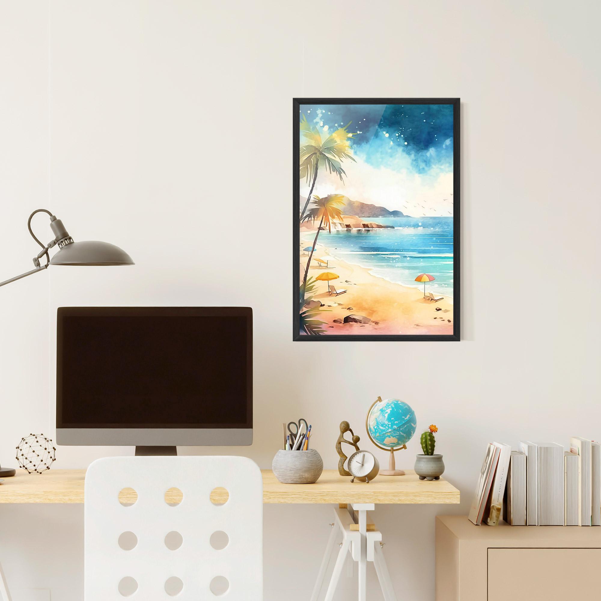 Gerahmte Poster Umbrellas Beach Art mockup 6