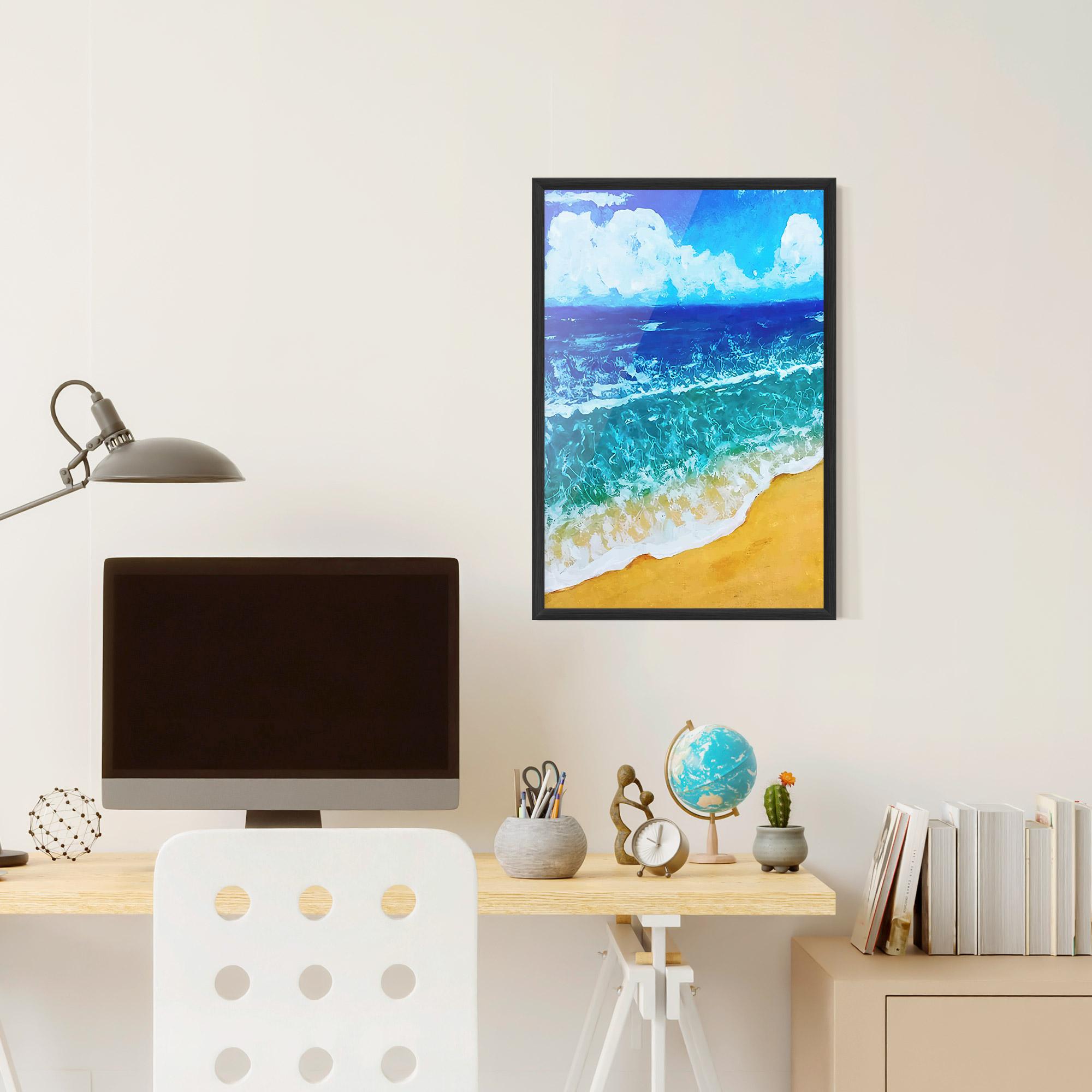 Gerahmte Poster Yellow Beach Painting mockup 6