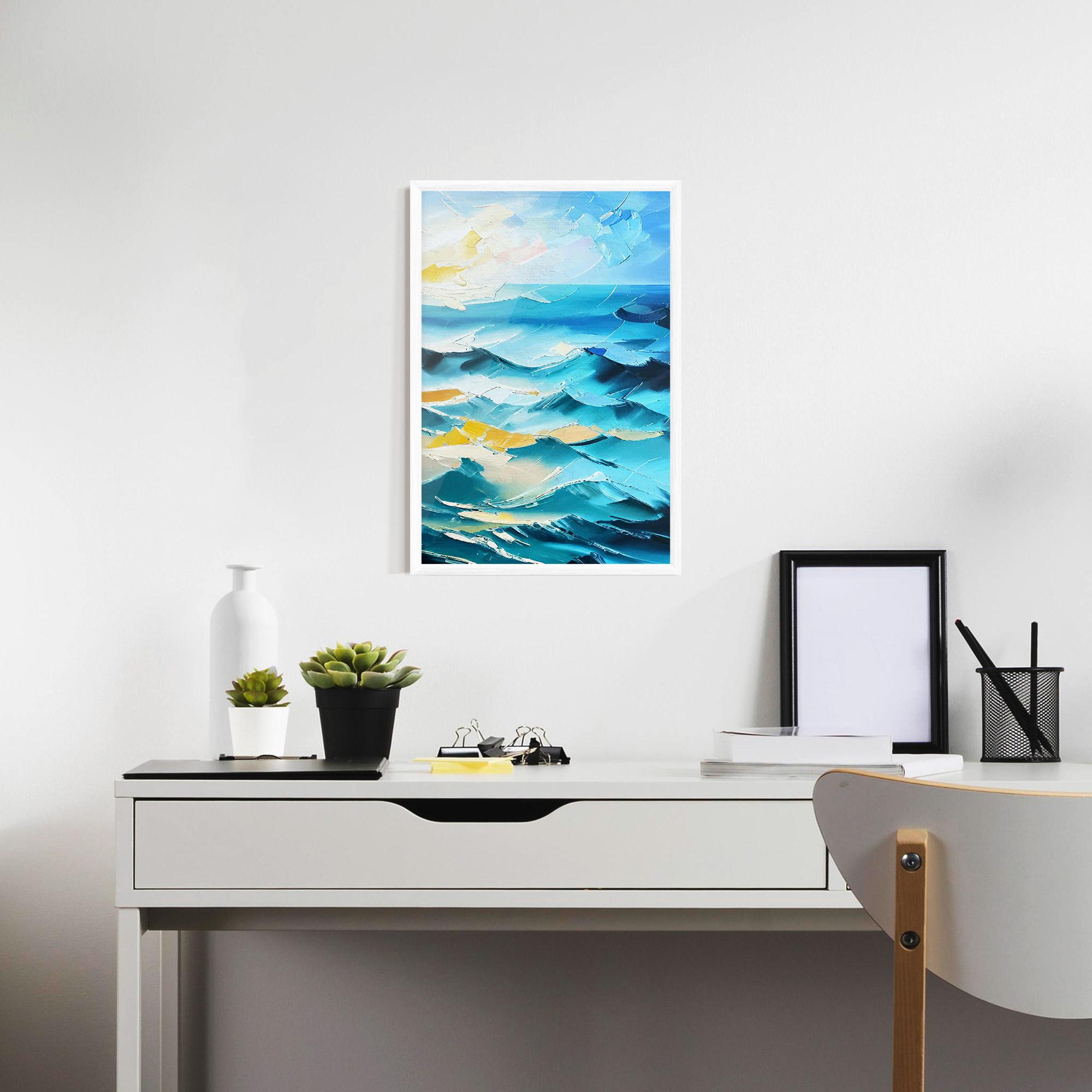 Gerahmte Poster Blue Ocean Painting mockup 7
