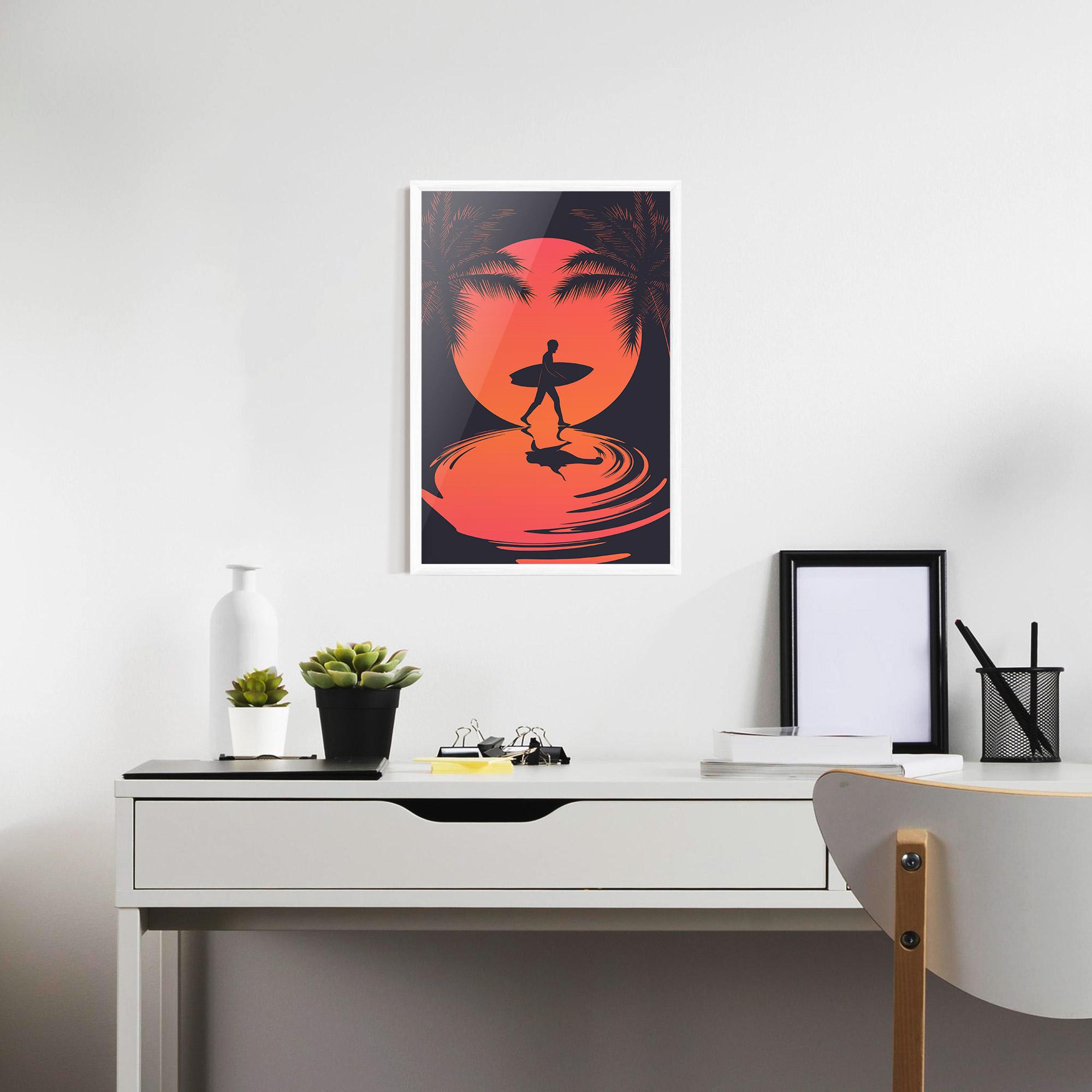 Gerahmte Poster Orange Surfer Art mockup 7