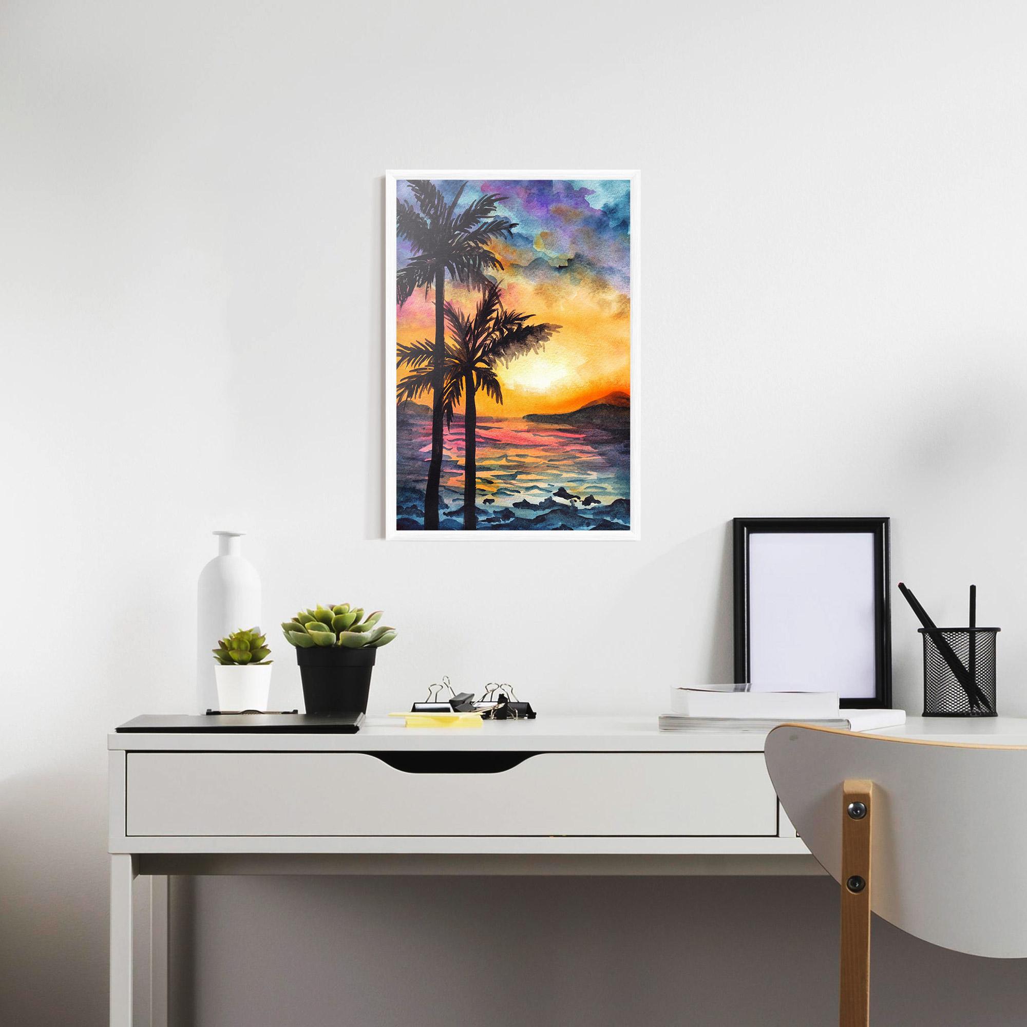 Gerahmte Poster Sunset Tree Beach mockup 7