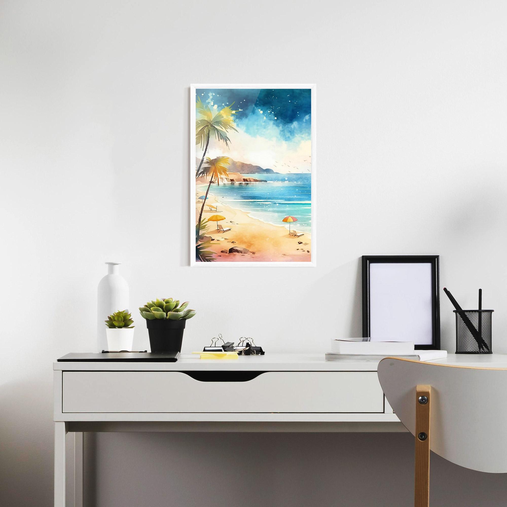 Gerahmte Poster Umbrellas Beach Art mockup 7