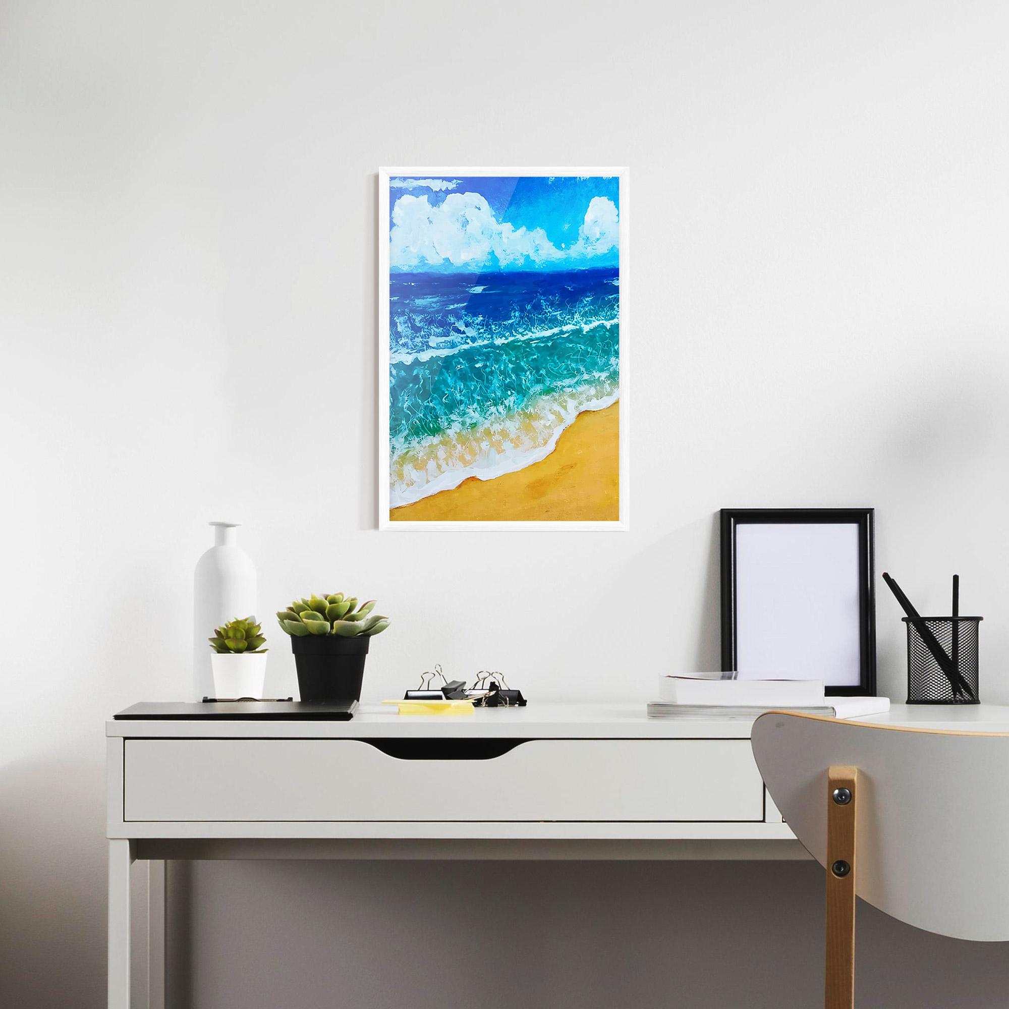 Gerahmte Poster Yellow Beach Painting mockup 7