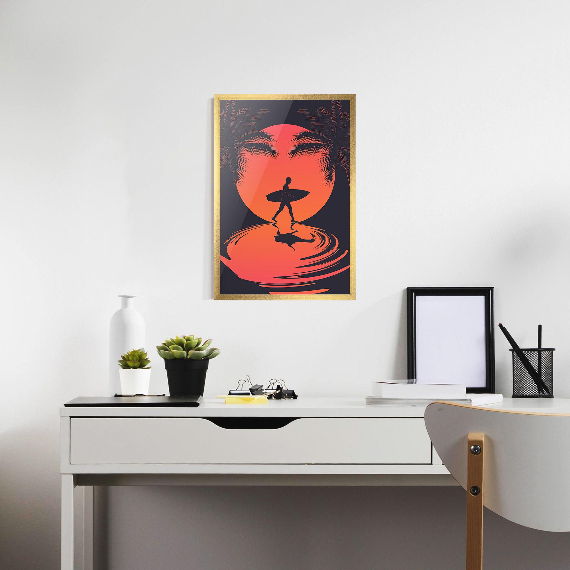 Gerahmte Poster Orange Surfer Art mockup 7