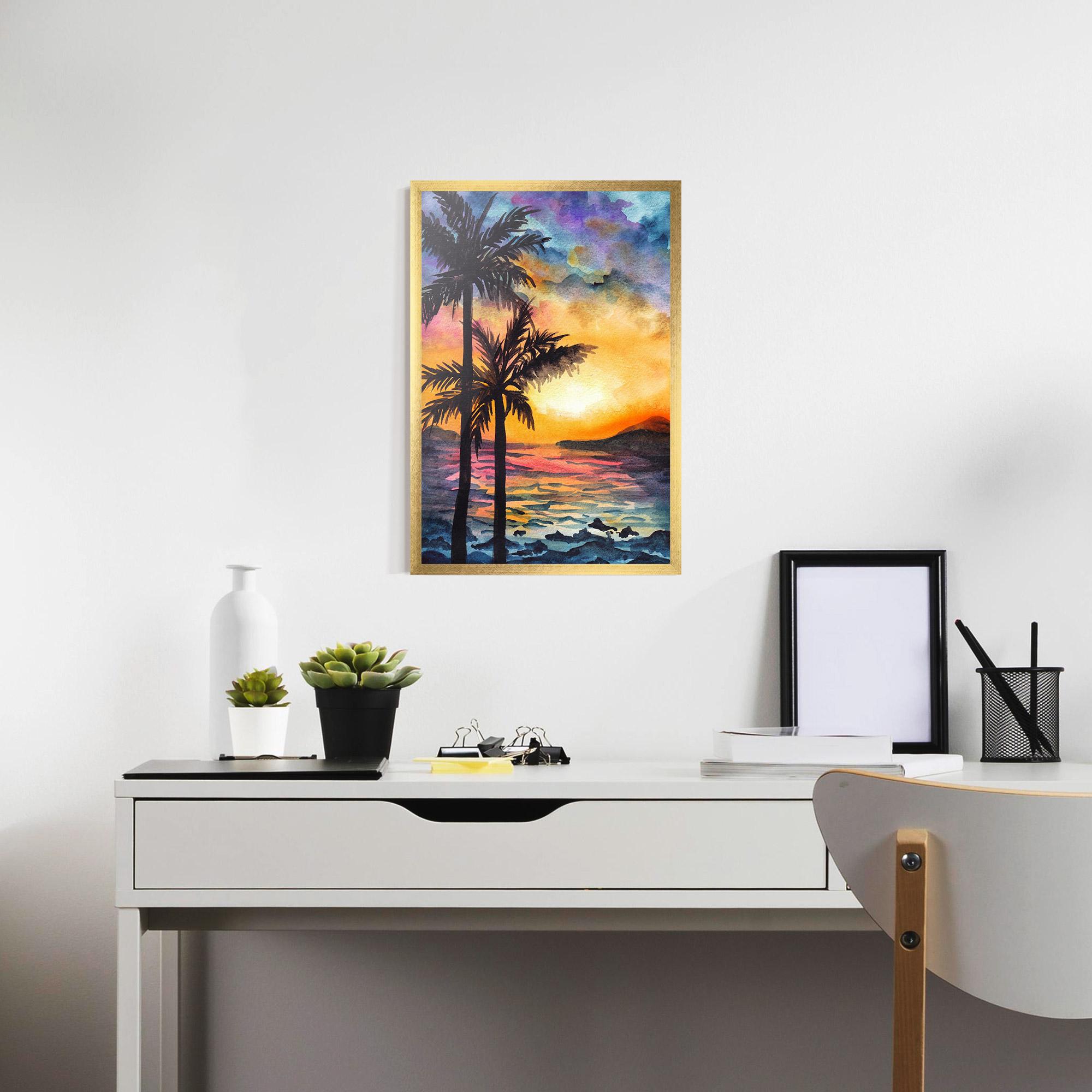 Gerahmte Poster Sunset Tree Beach mockup 7