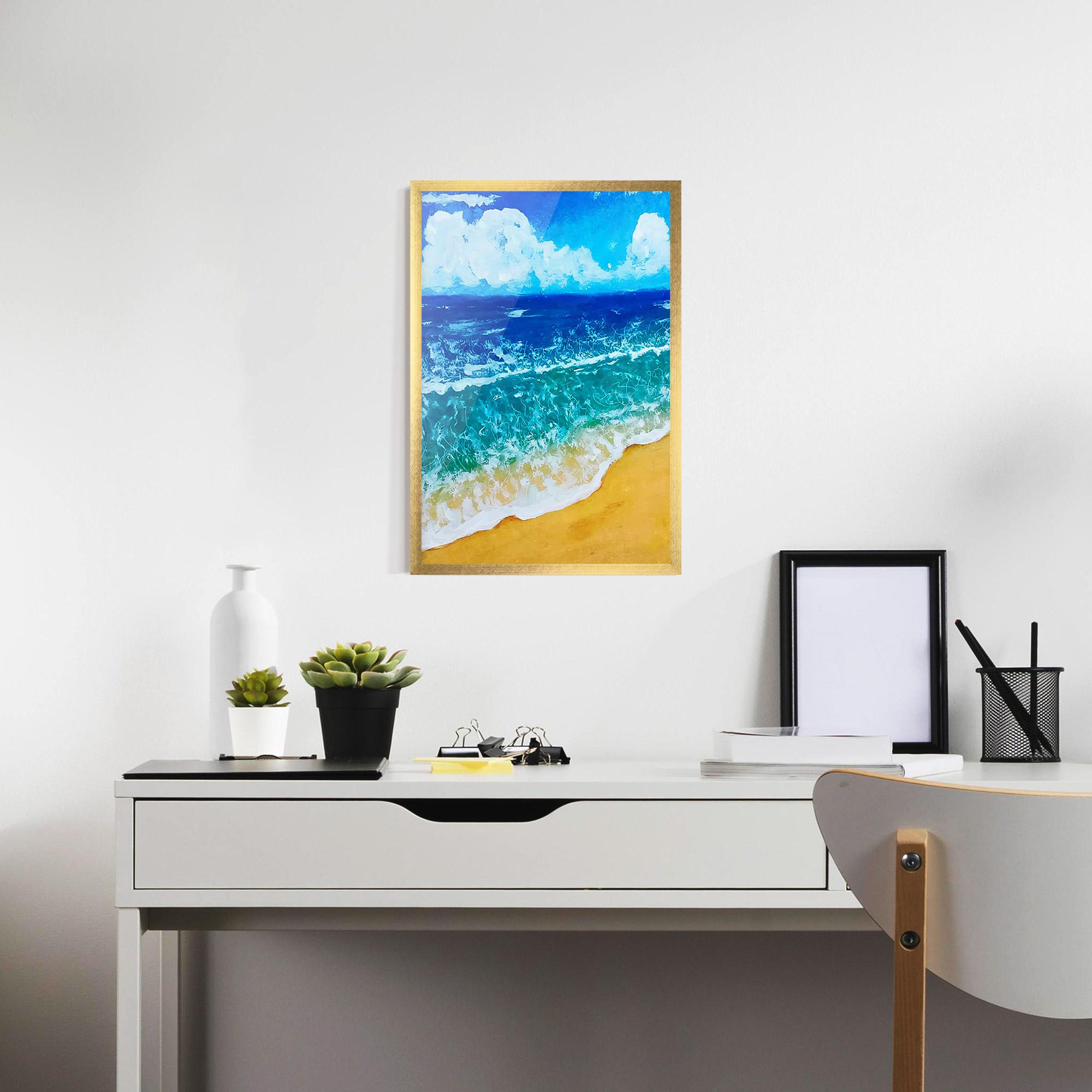 Gerahmte Poster Yellow Beach Painting mockup 7