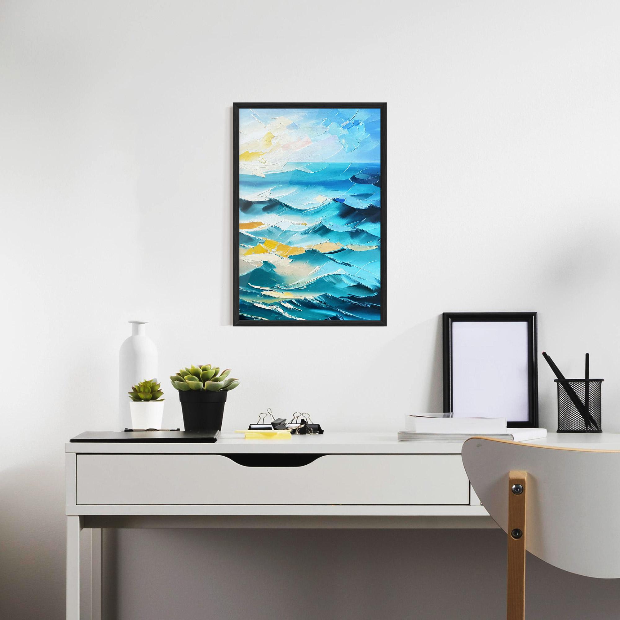 Gerahmte Poster Blue Ocean Painting mockup 7
