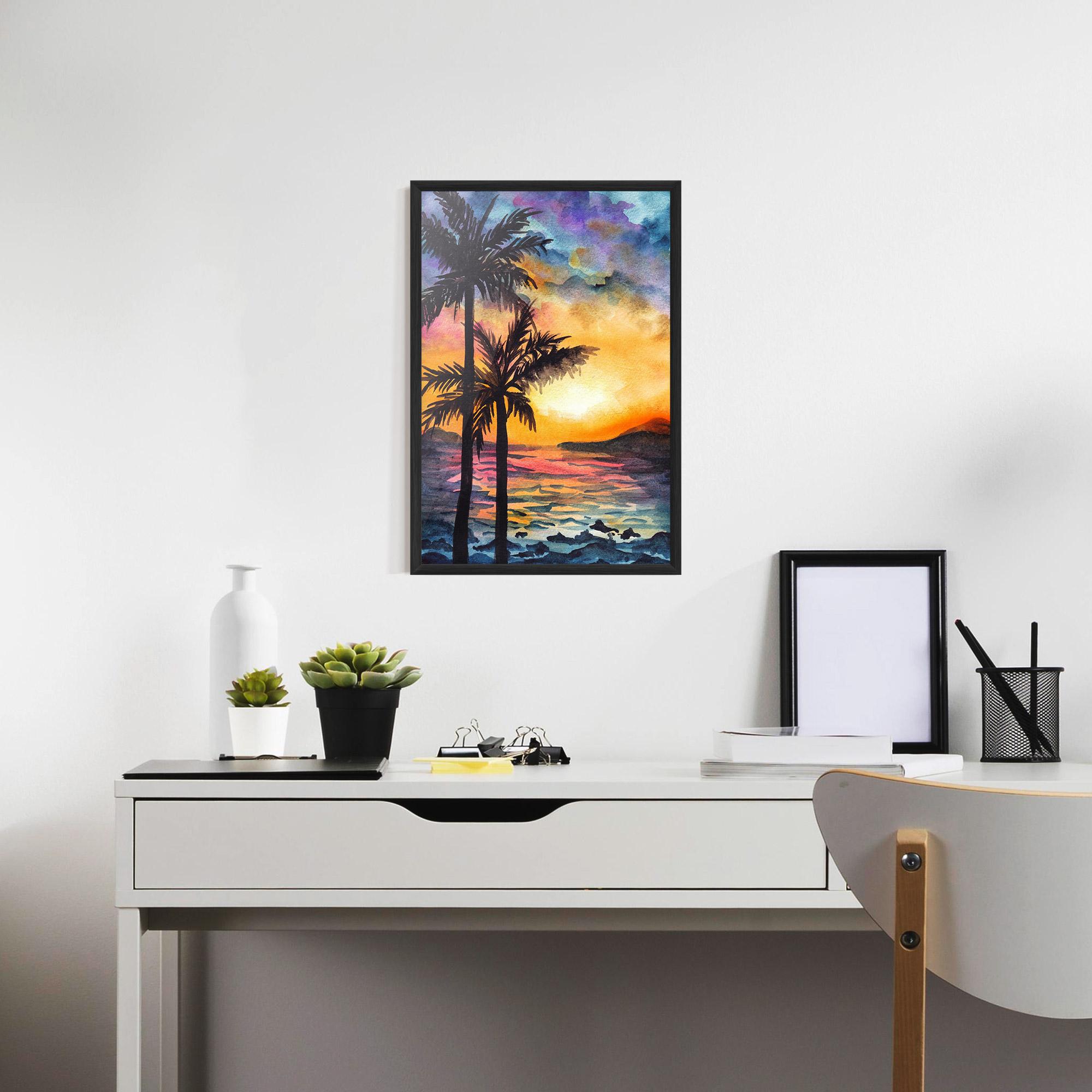 Gerahmte Poster Sunset Tree Beach mockup 7