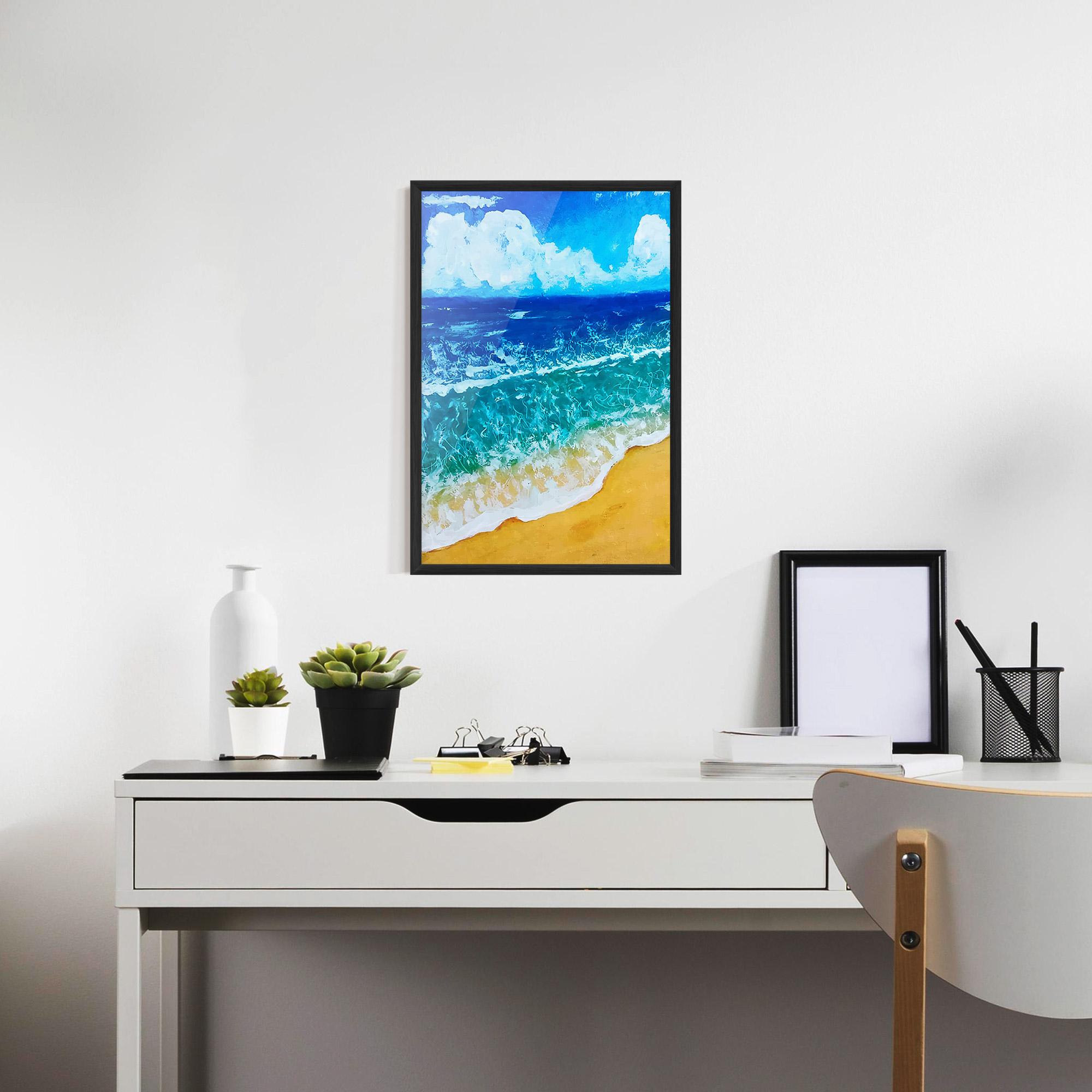 Gerahmte Poster Yellow Beach Painting mockup 7