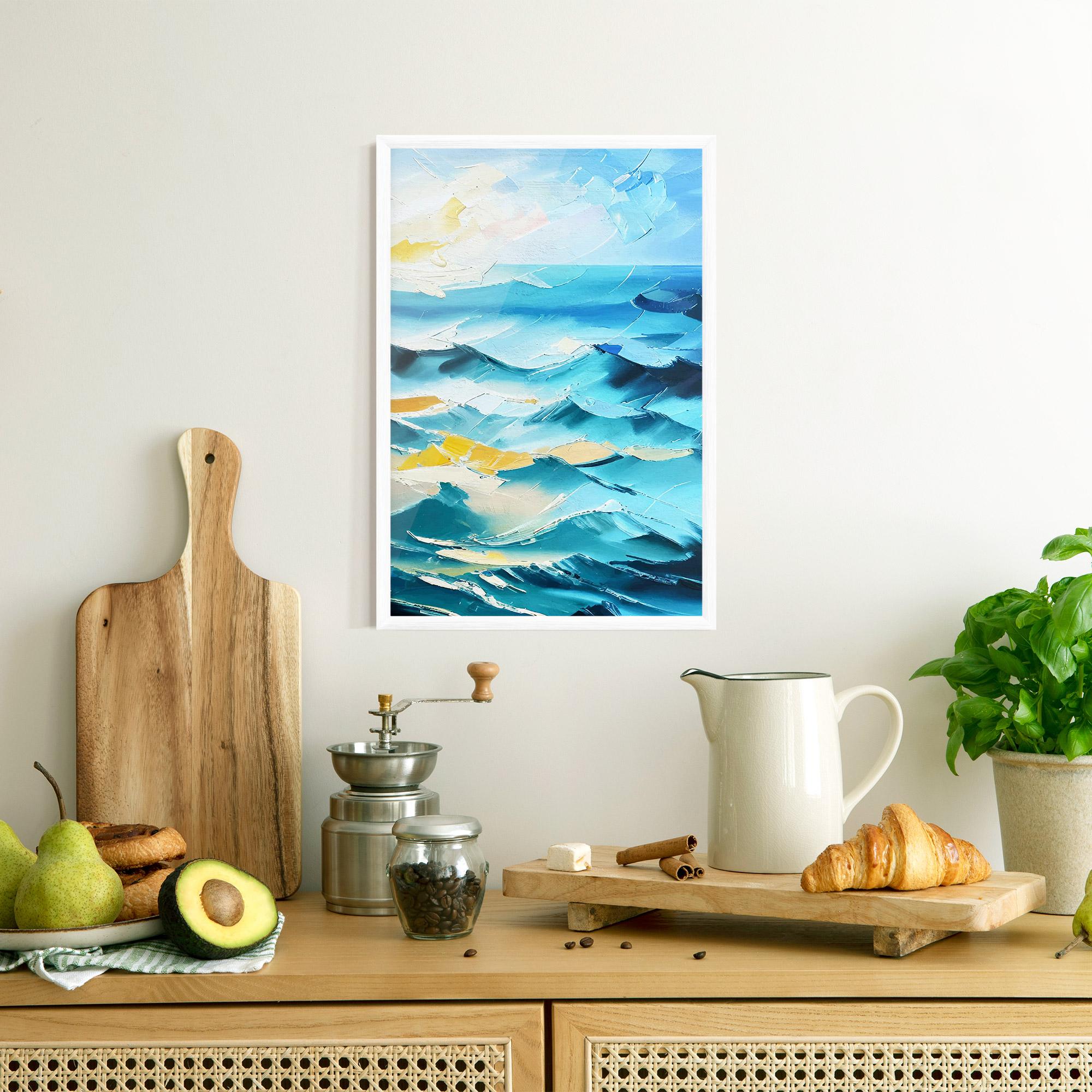 Gerahmte Poster Blue Ocean Painting mockup 8