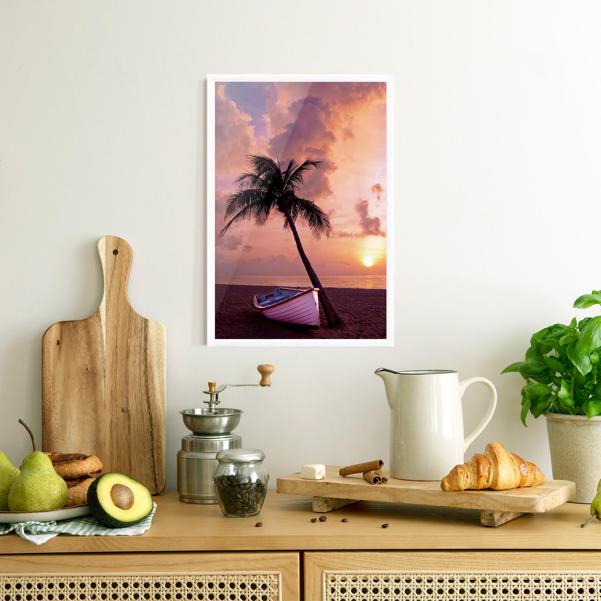 Gerahmte Poster Boat Purple Sunset mockup 8