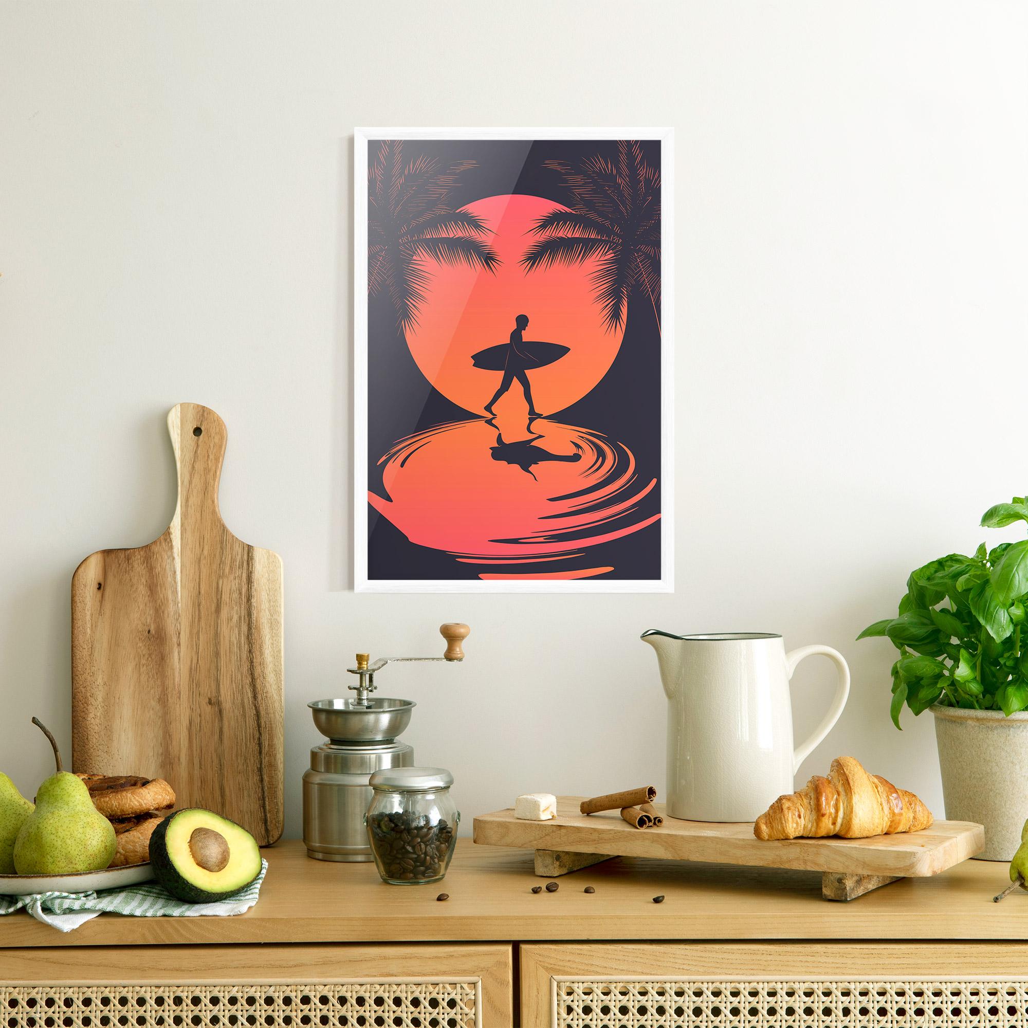 Gerahmte Poster Orange Surfer Art mockup 8