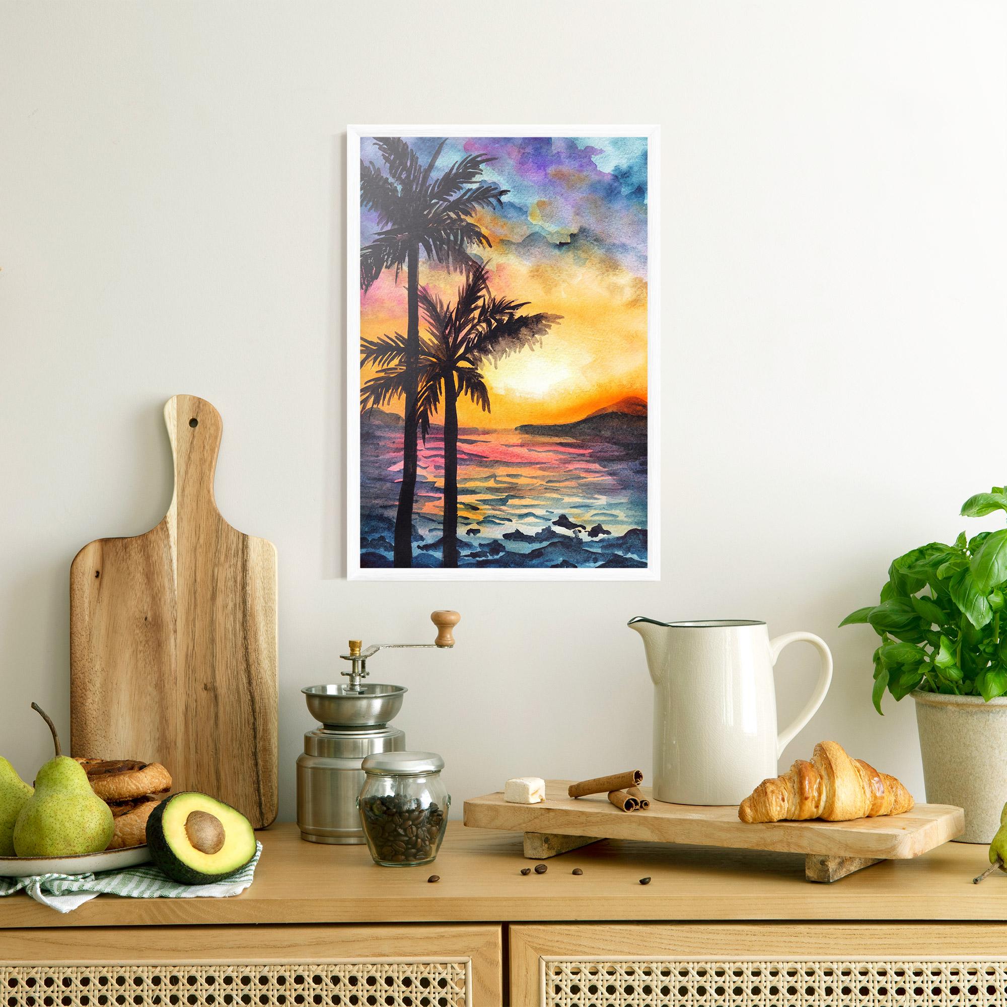 Gerahmte Poster Sunset Tree Beach mockup 8
