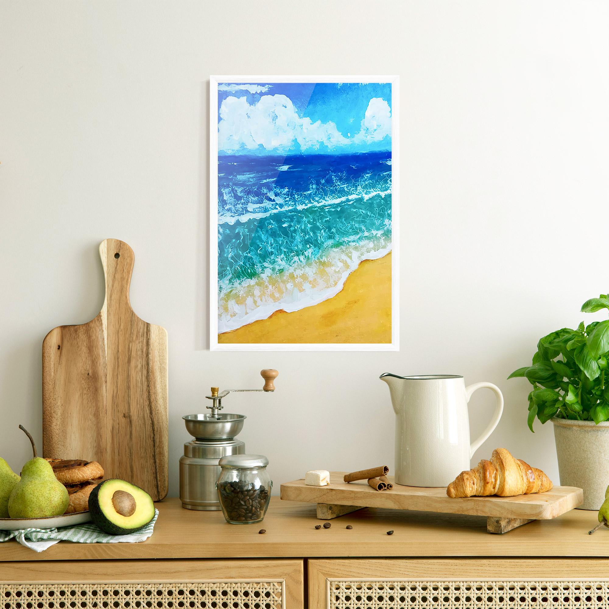Gerahmte Poster Yellow Beach Painting mockup 8