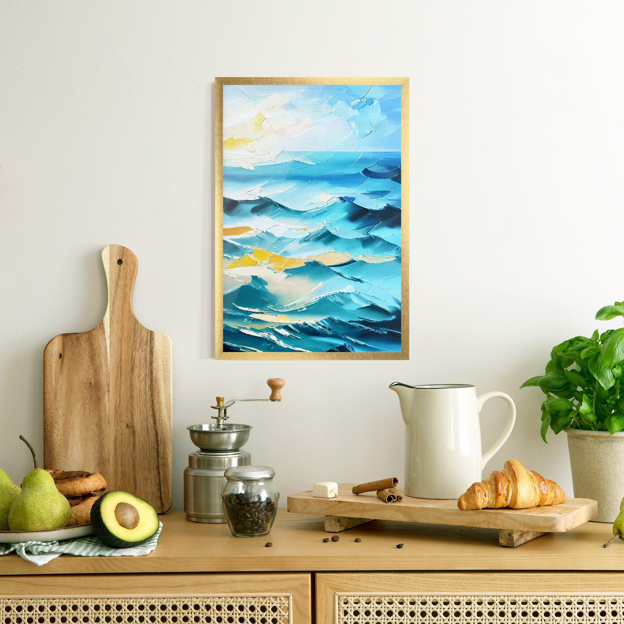 Gerahmte Poster Blue Ocean Painting mockup 8
