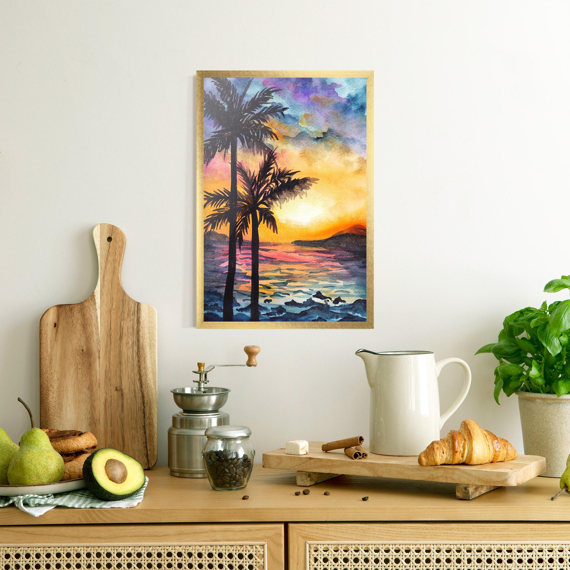 Gerahmte Poster Sunset Tree Beach mockup 8