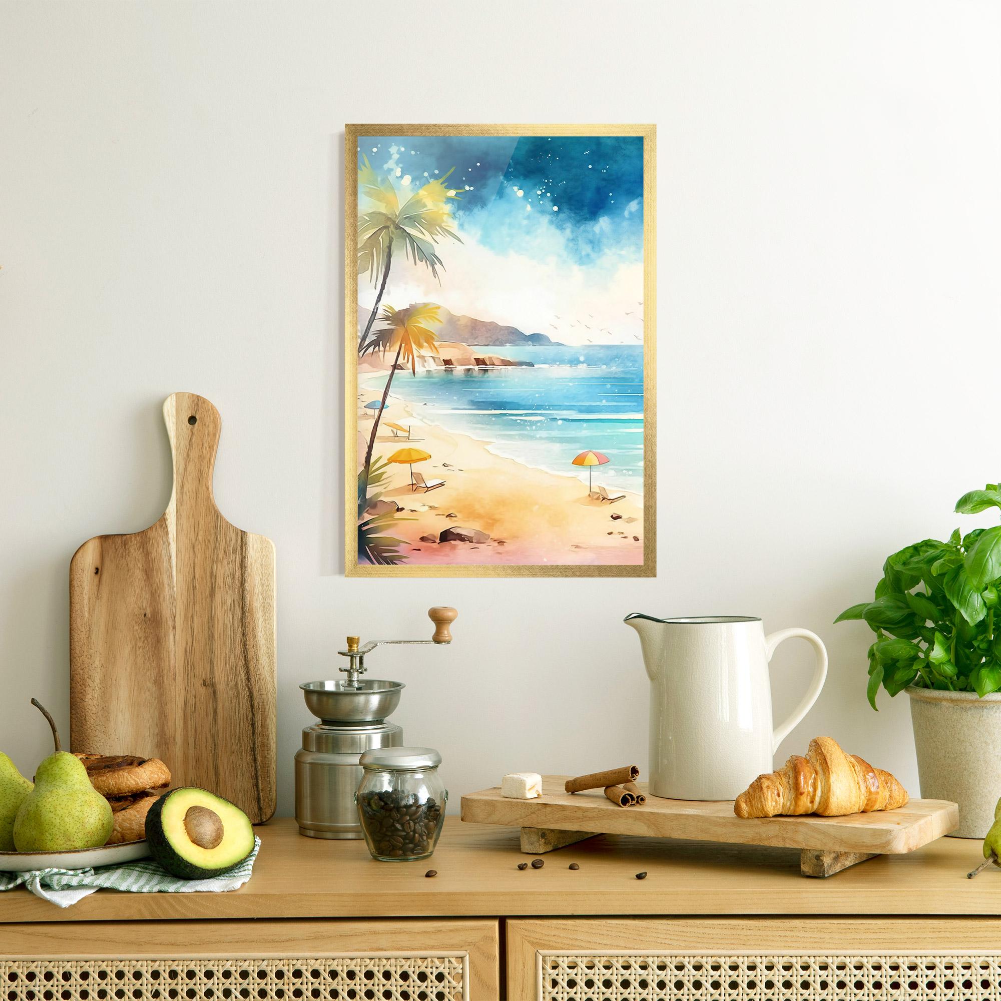 Gerahmte Poster Umbrellas Beach Art mockup 8