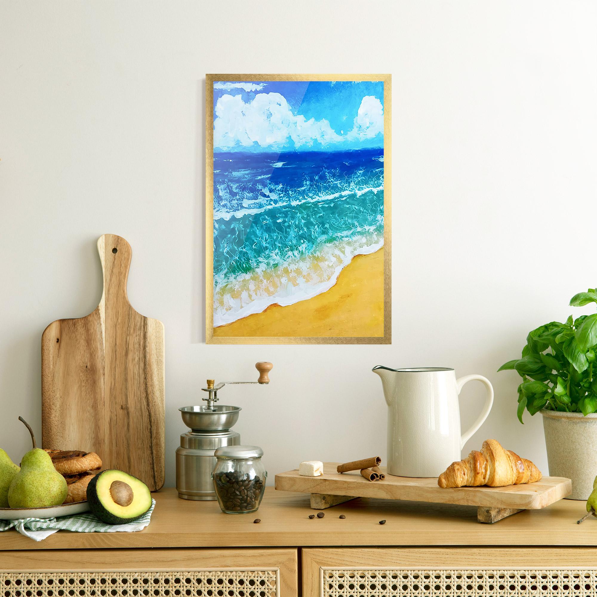 Gerahmte Poster Yellow Beach Painting mockup 8