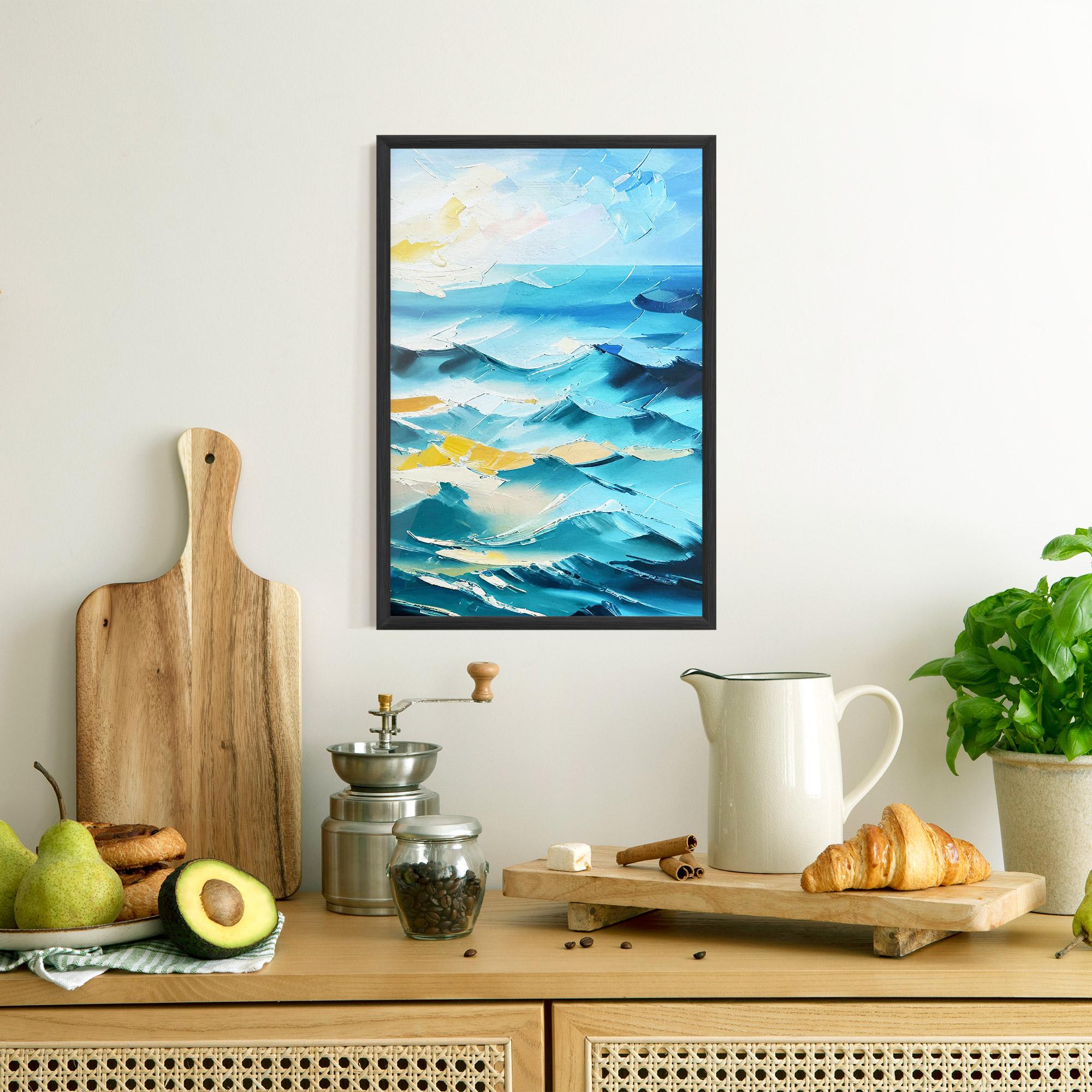 Gerahmte Poster Blue Ocean Painting mockup 8