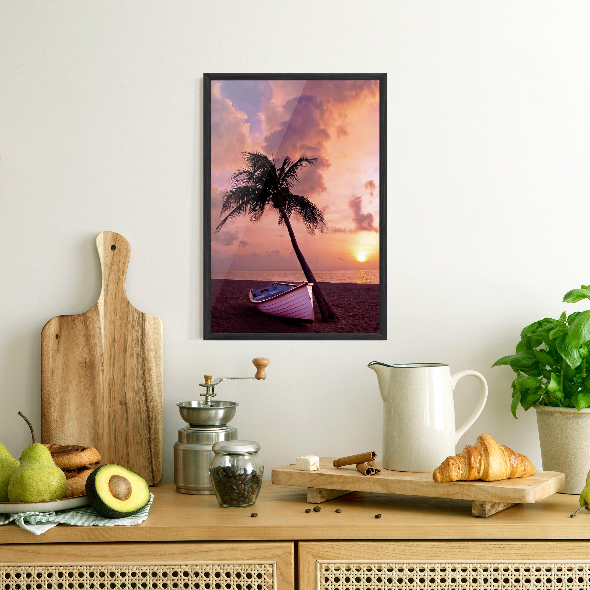 Gerahmte Poster Boat Purple Sunset mockup 8