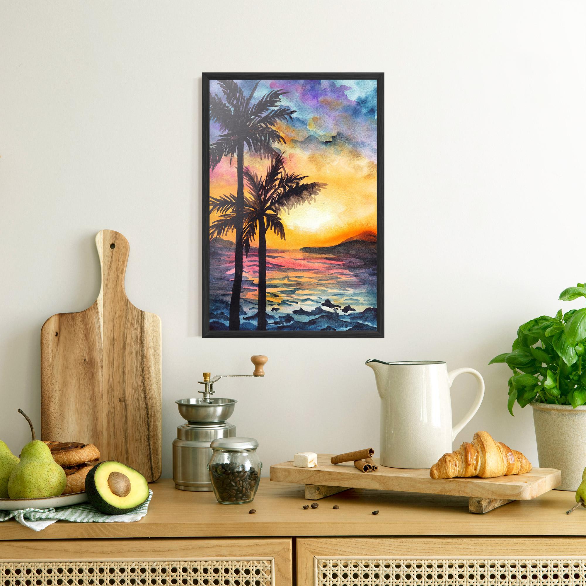 Gerahmte Poster Sunset Tree Beach mockup 8