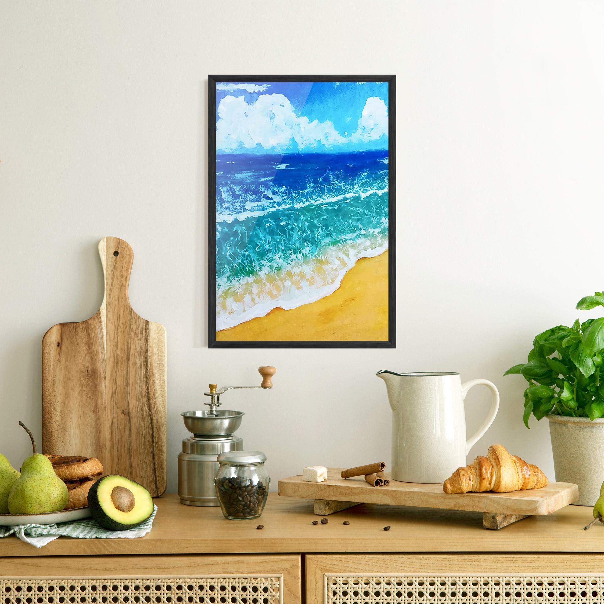 Gerahmte Poster Yellow Beach Painting mockup 8