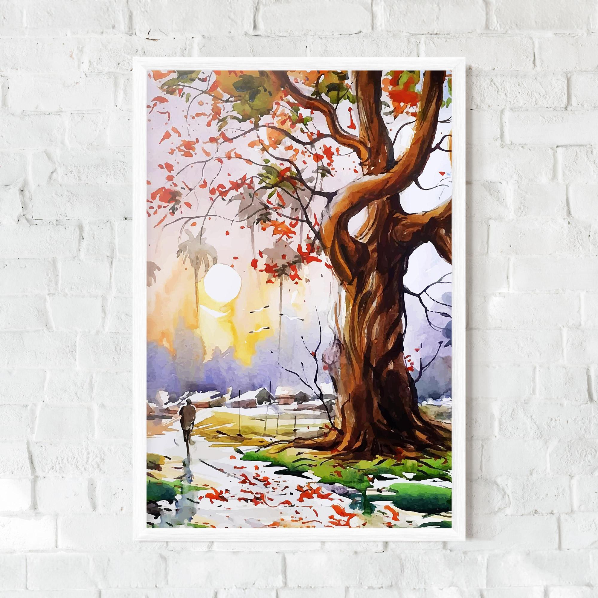 Gerahmte Poster Watercolor Spring Tree mockup 0