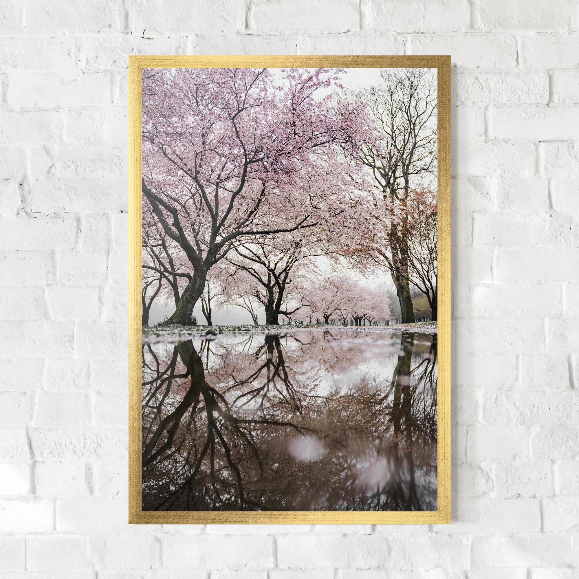 Gerahmte Poster Pretty Pink Spring Tree mockup 0