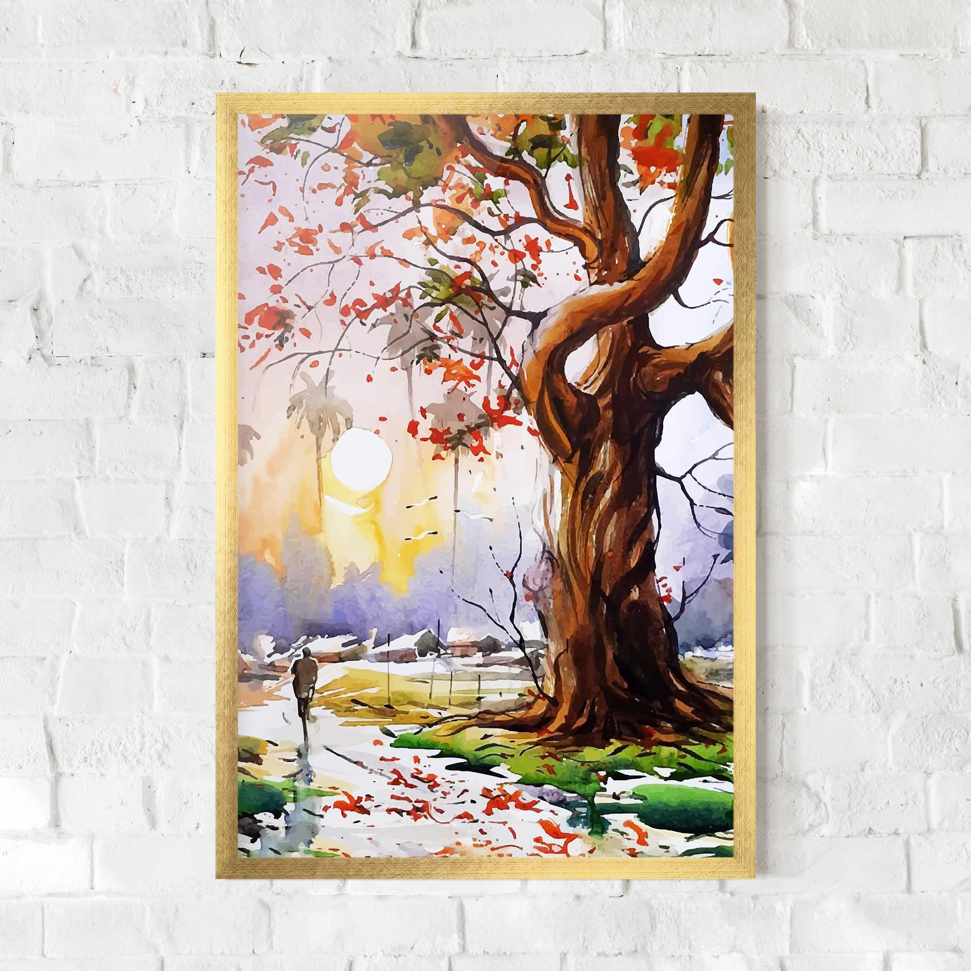 Gerahmte Poster Watercolor Spring Tree mockup 0