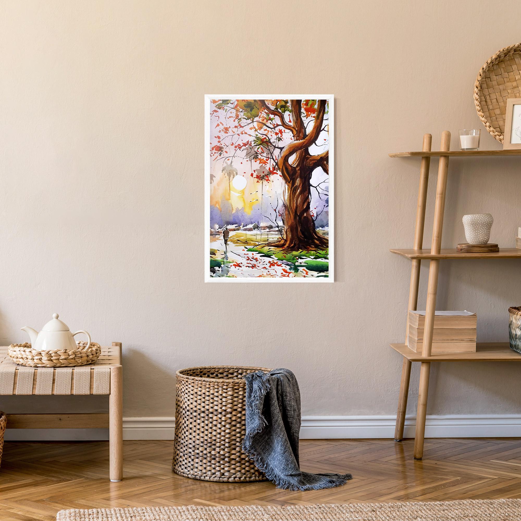 Gerahmte Poster Watercolor Spring Tree mockup 9