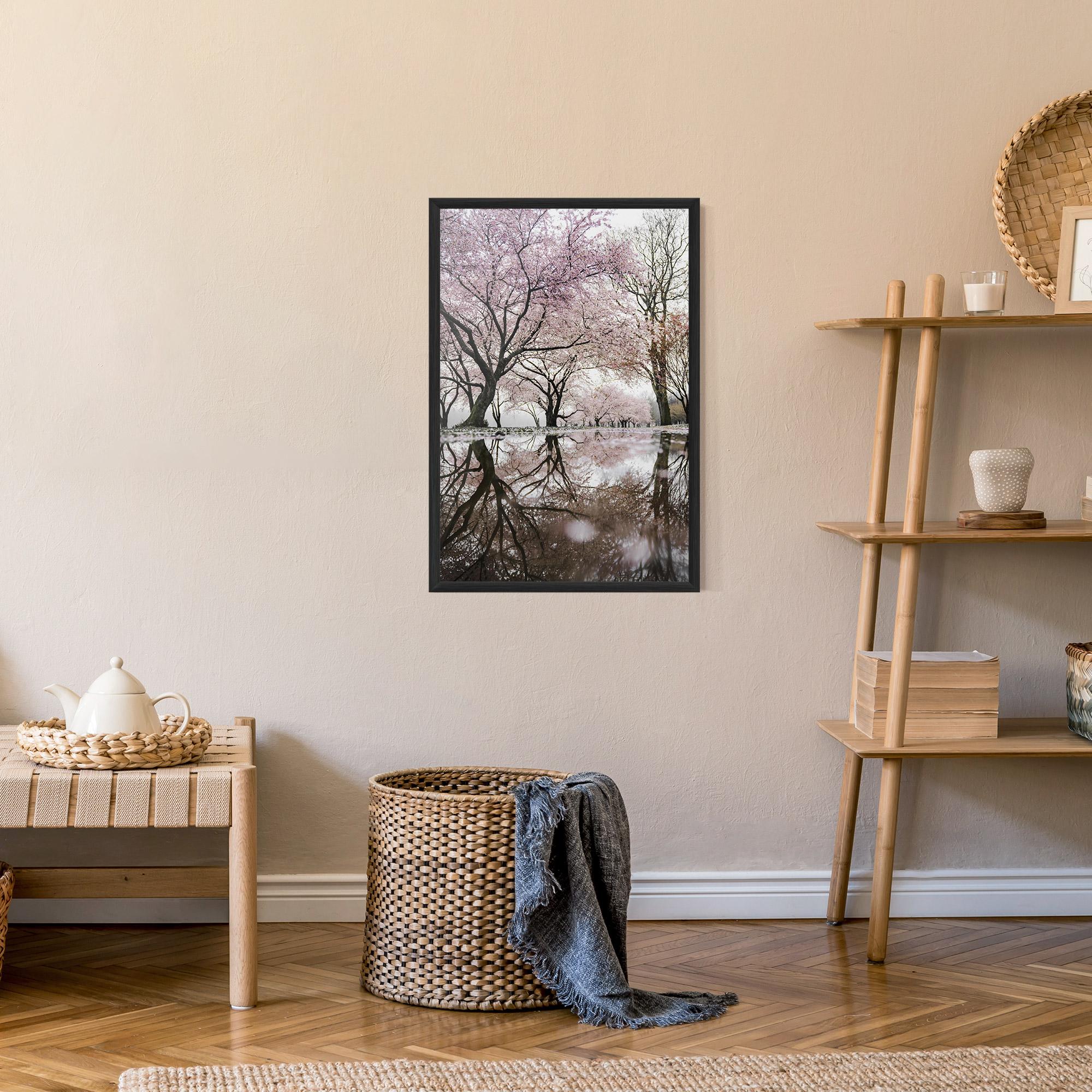 Gerahmte Poster Pretty Pink Spring Tree mockup 9