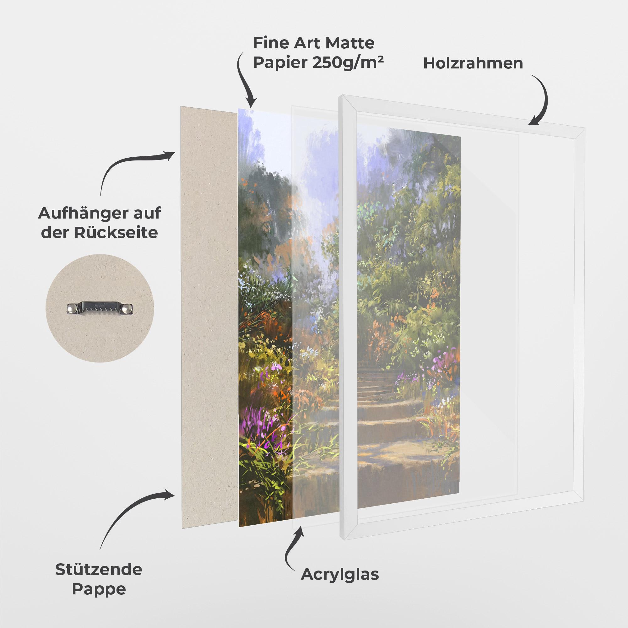 Gerahmte Poster Spring Staircase Painting mockup 1