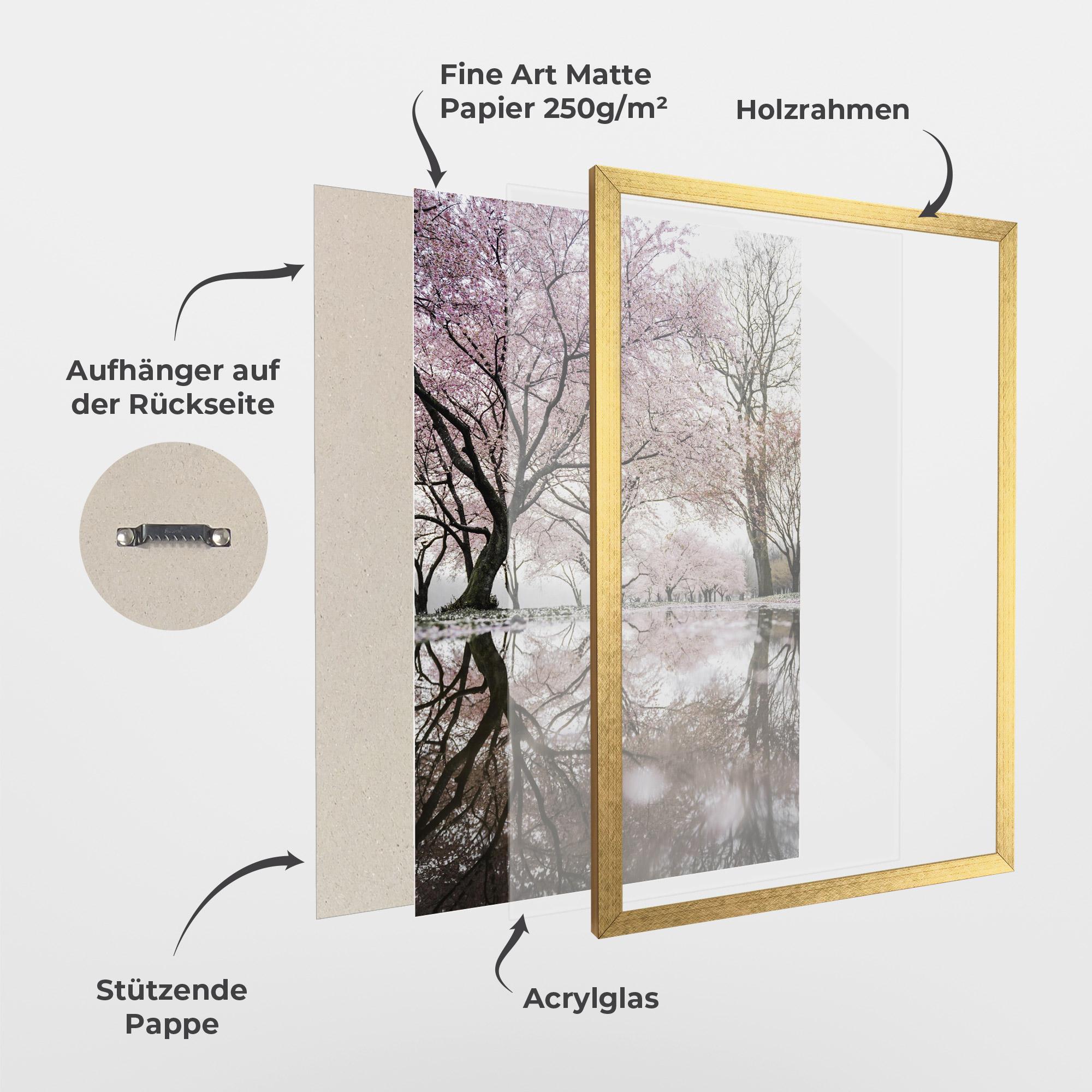 Gerahmte Poster Pretty Pink Spring Tree mockup 1