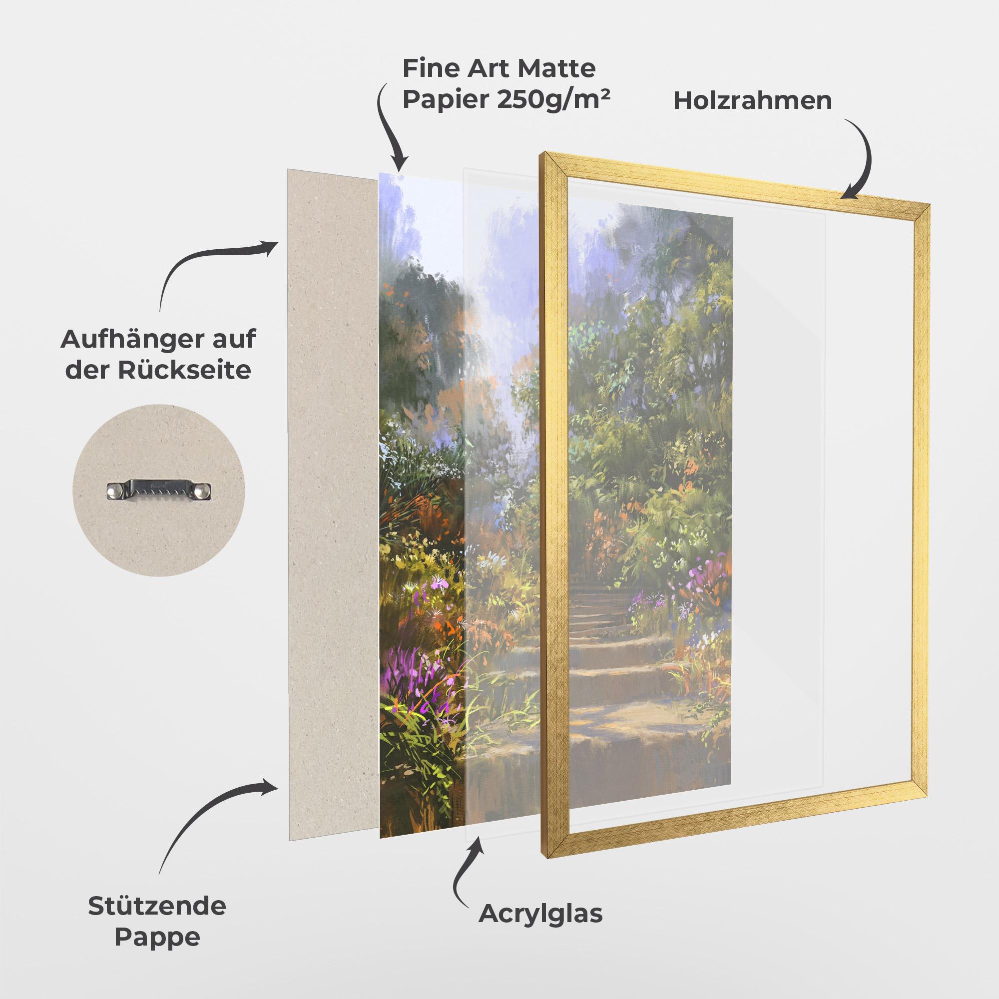 Gerahmte Poster Spring Staircase Painting mockup 1