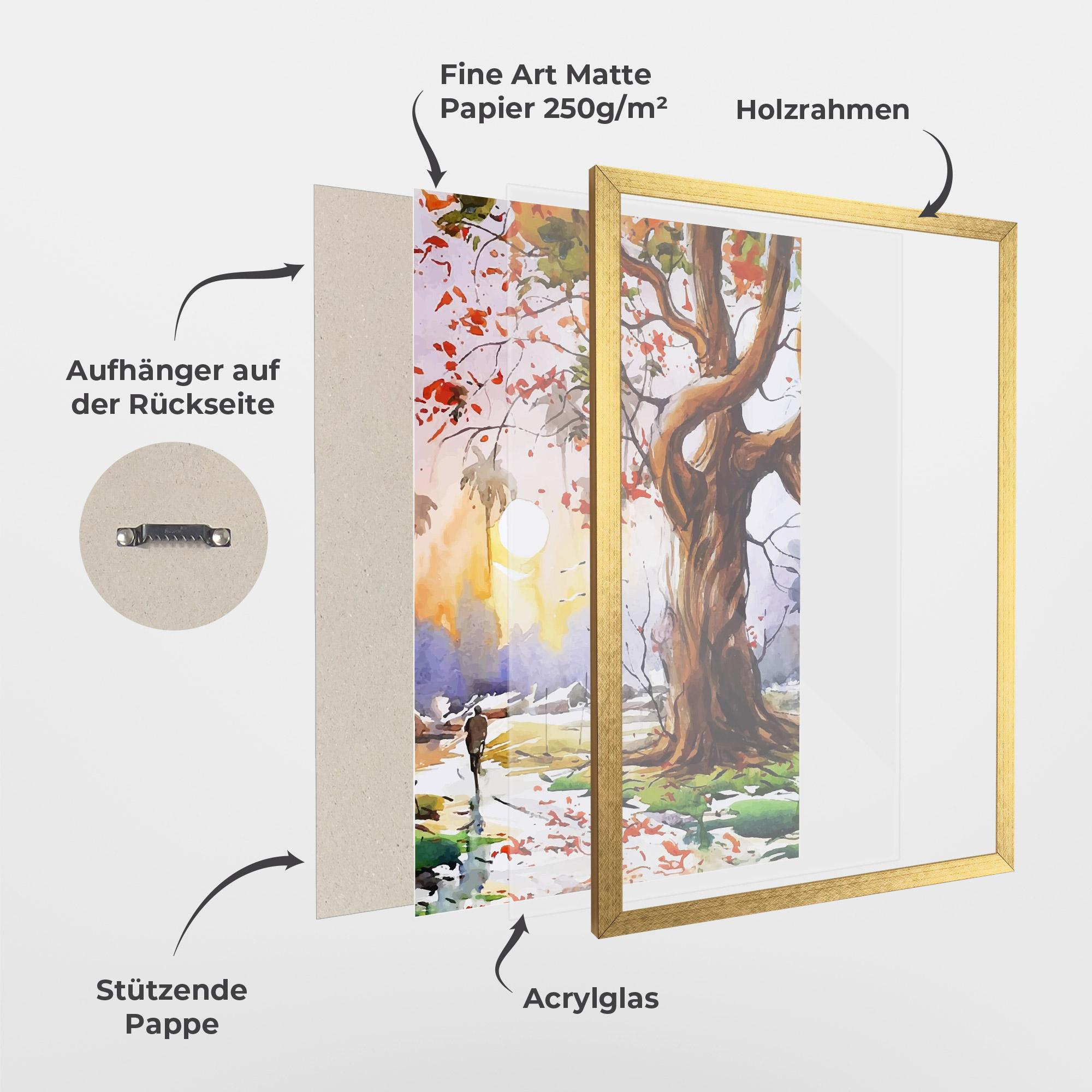 Gerahmte Poster Watercolor Spring Tree mockup 1