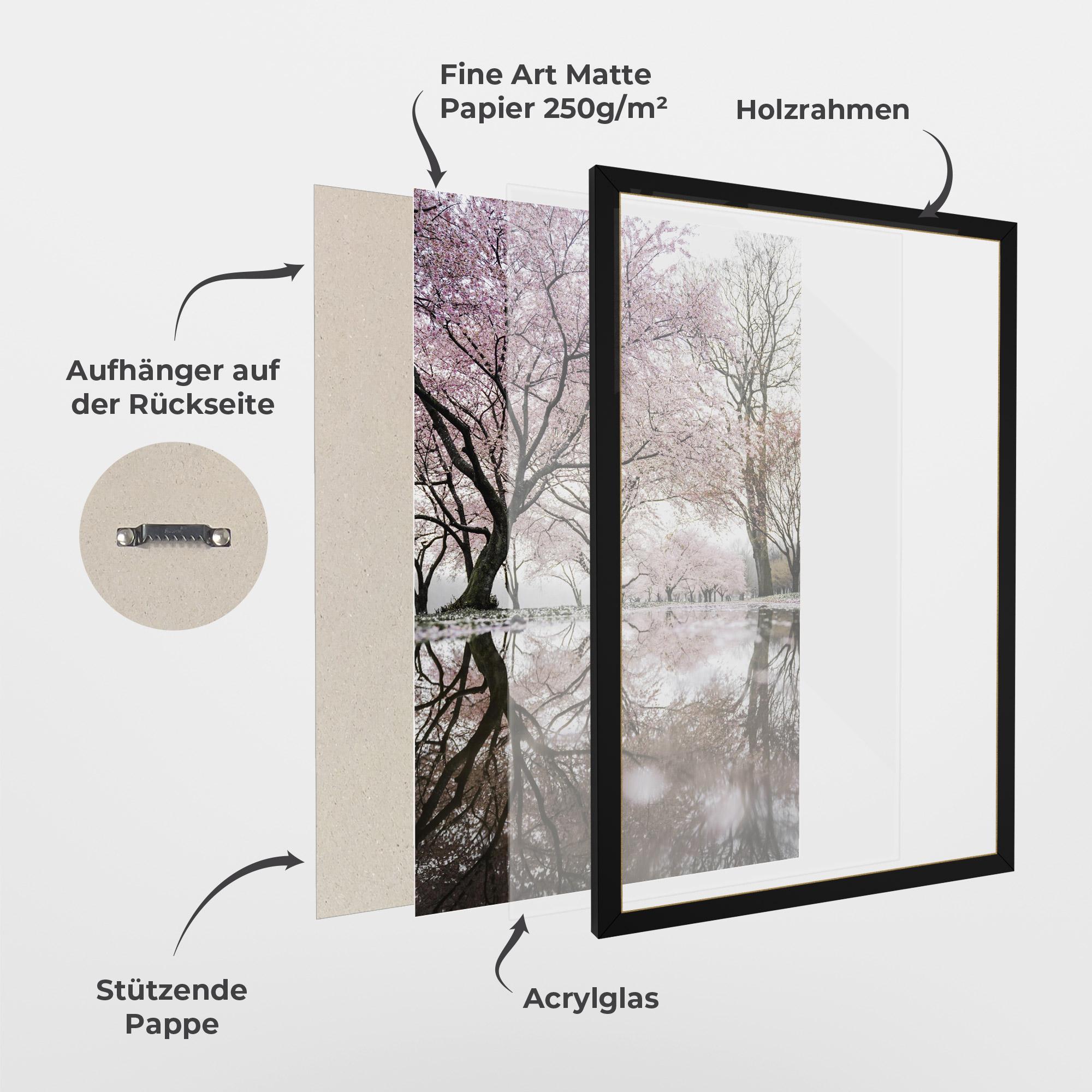 Gerahmte Poster Pretty Pink Spring Tree mockup 1