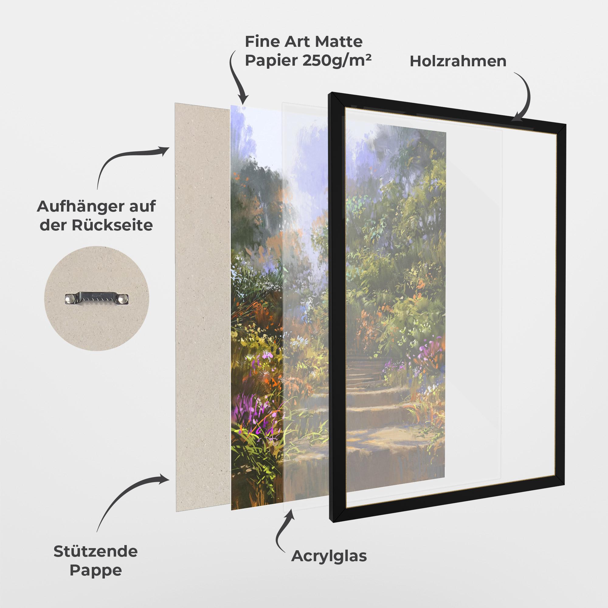 Gerahmte Poster Spring Staircase Painting mockup 1