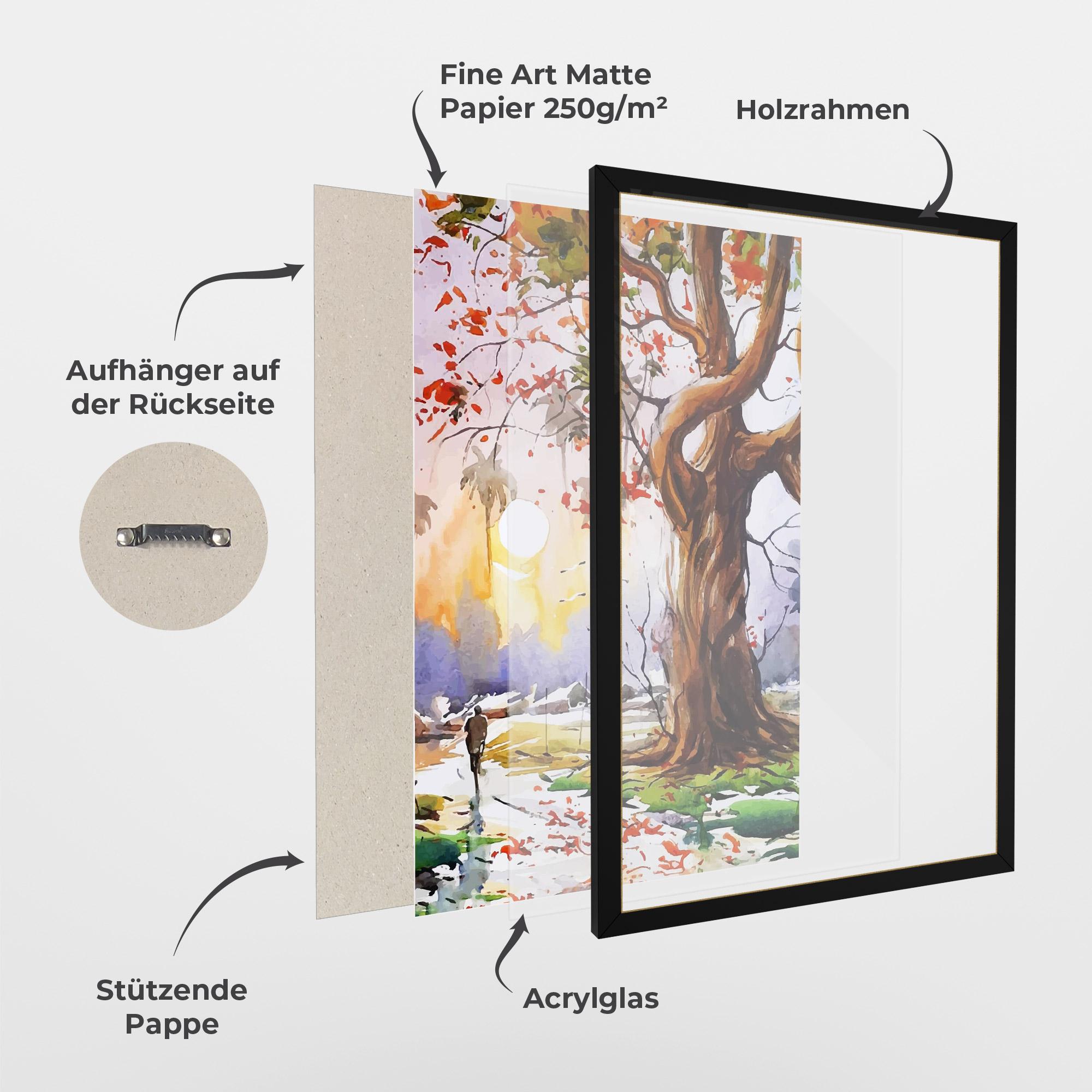 Gerahmte Poster Watercolor Spring Tree mockup 1