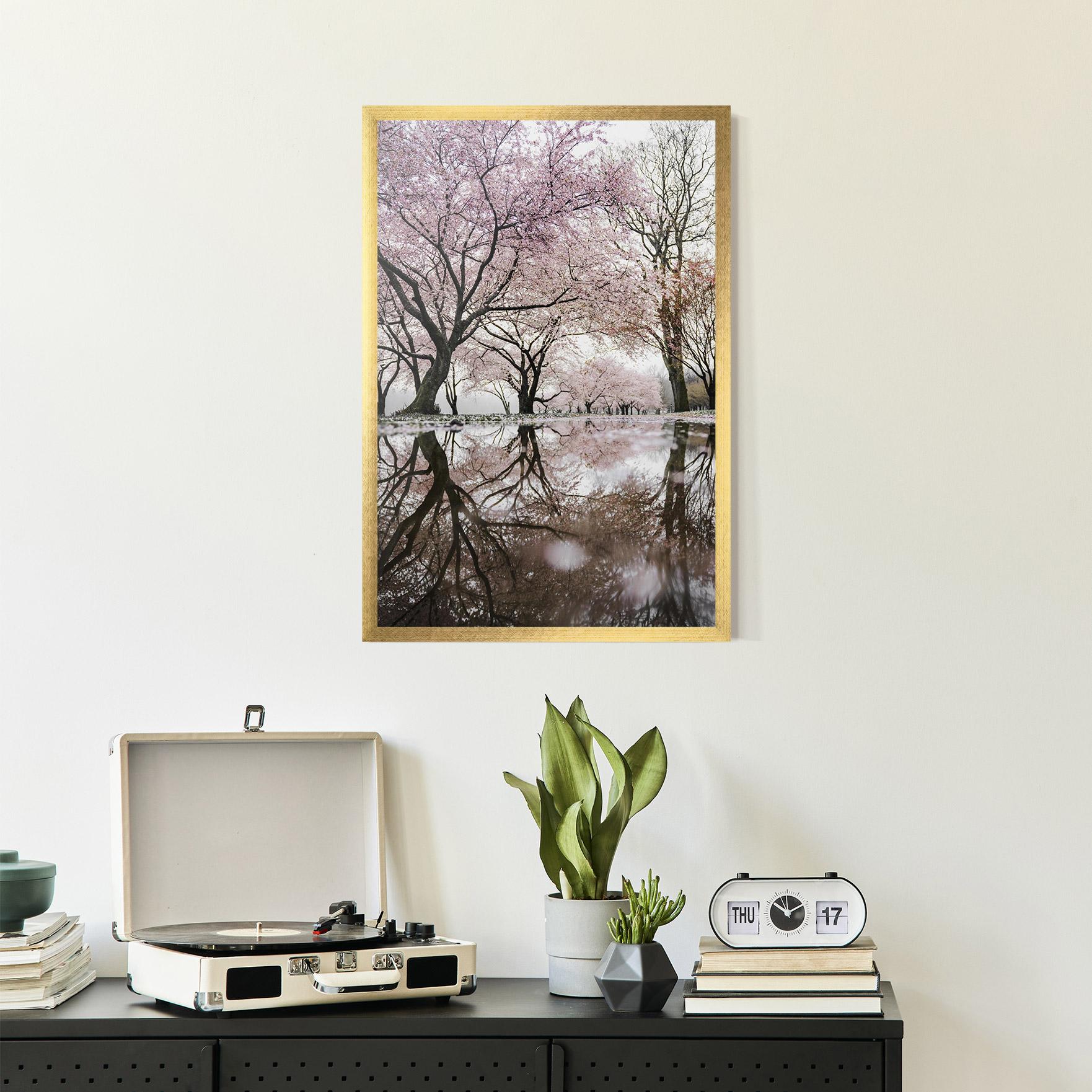 Gerahmte Poster Pretty Pink Spring Tree mockup 2